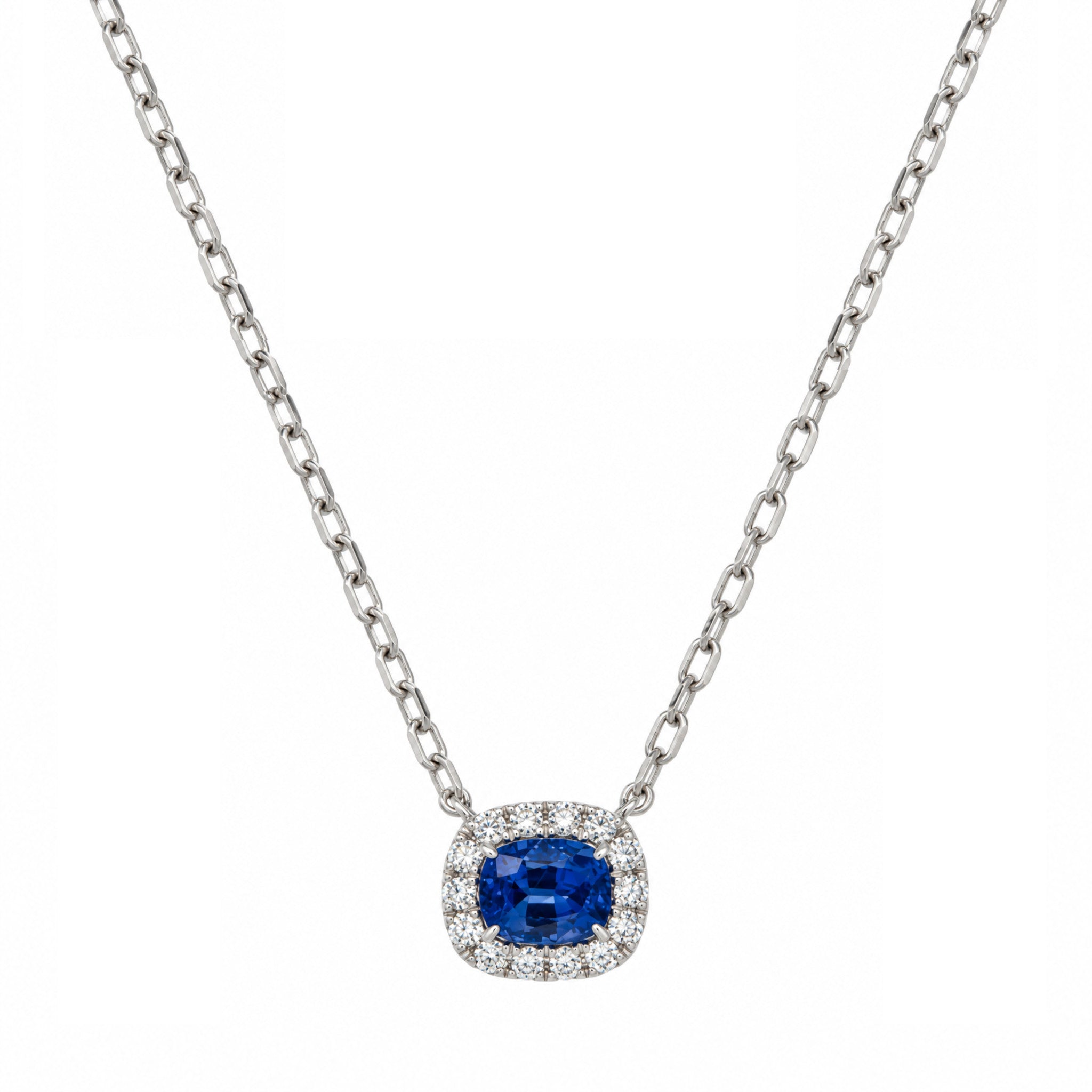 Sapphire and Diamond Pendant Necklace