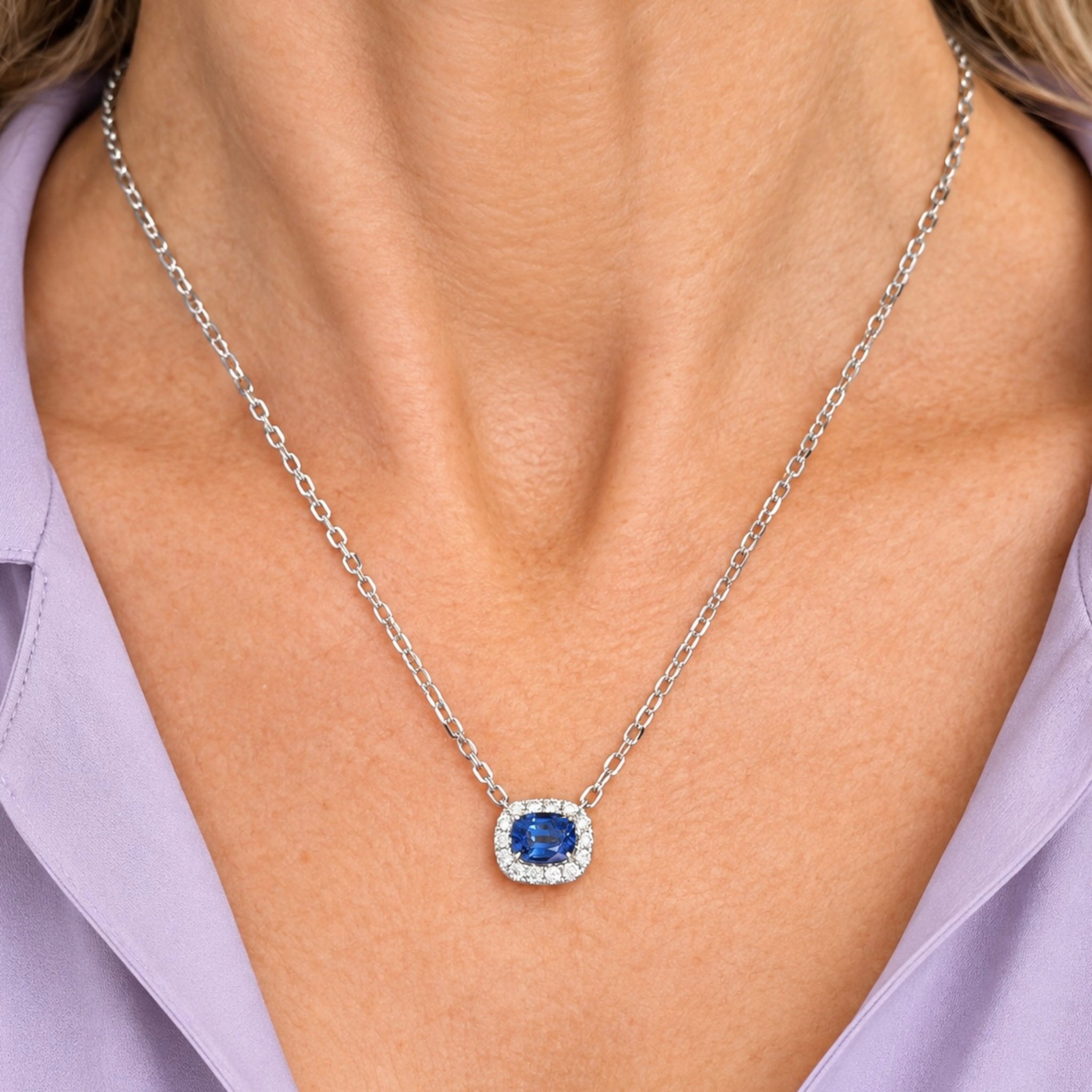 Sapphire and Diamond Pendant Necklace