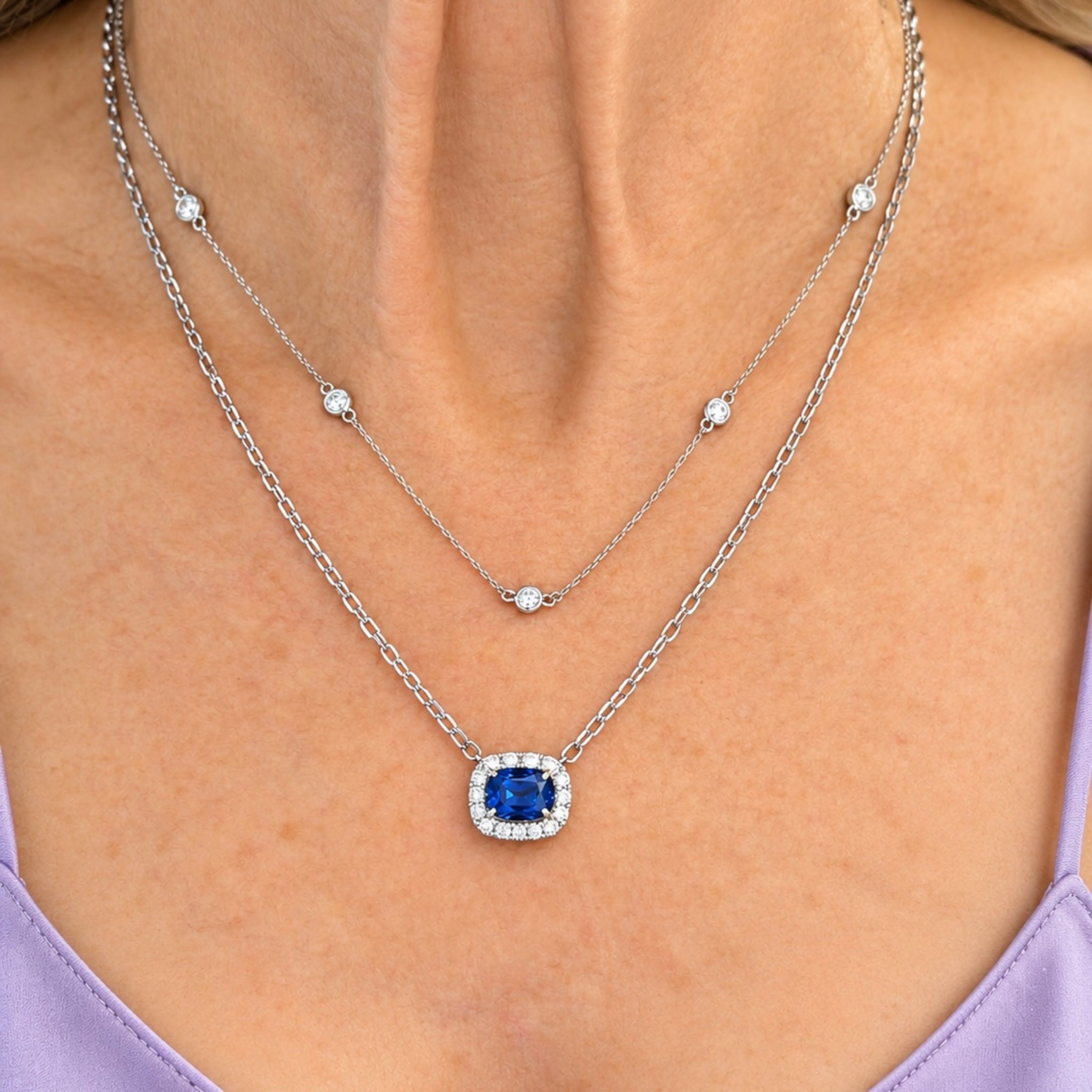 Sapphire and Diamond Pendant Necklace