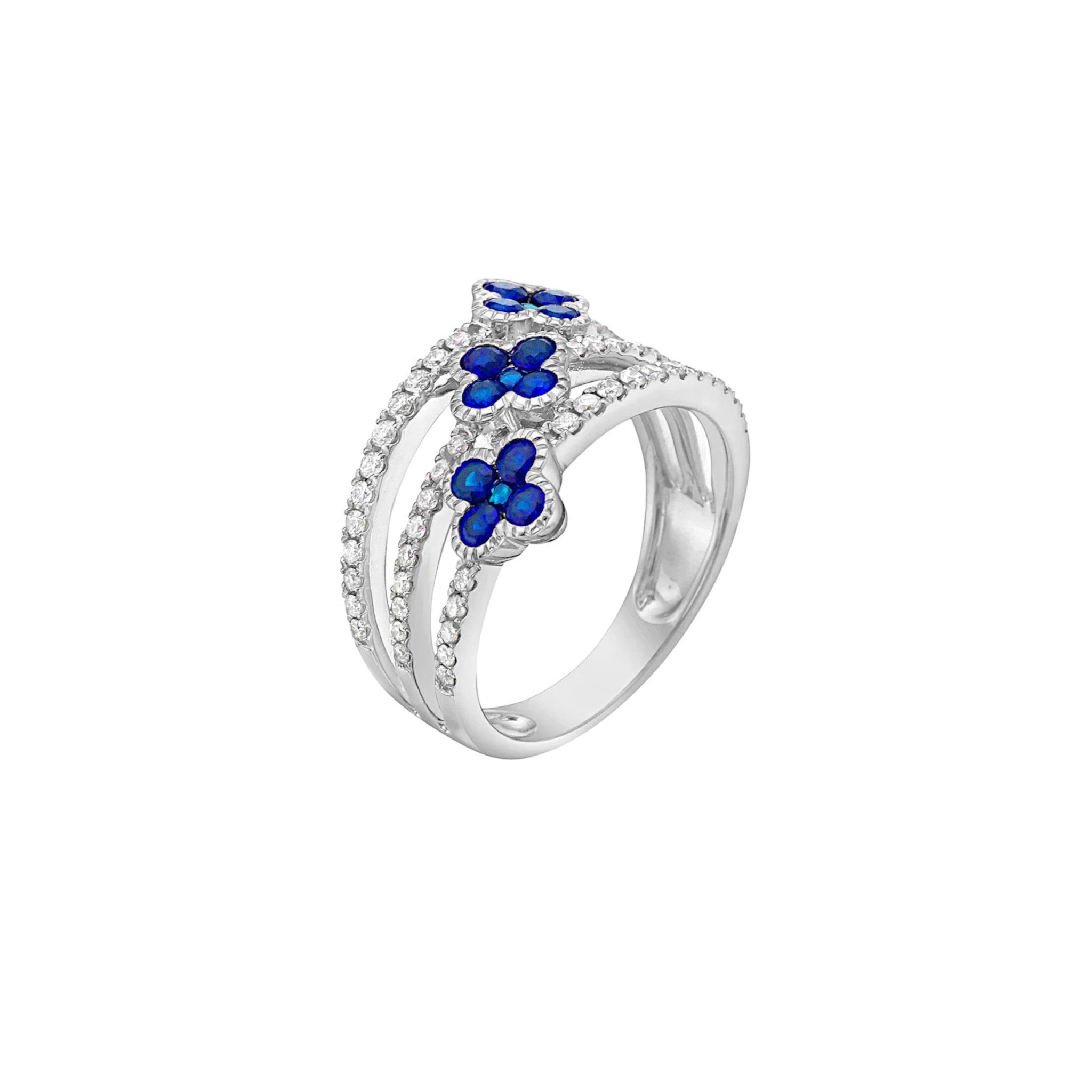 Sapphire and Diamond Cluster Ring