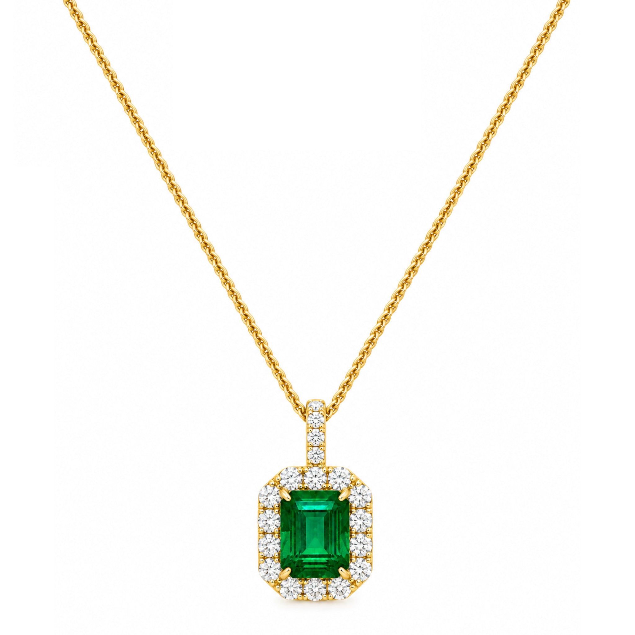 Emerald and Diamond Pendant Necklace