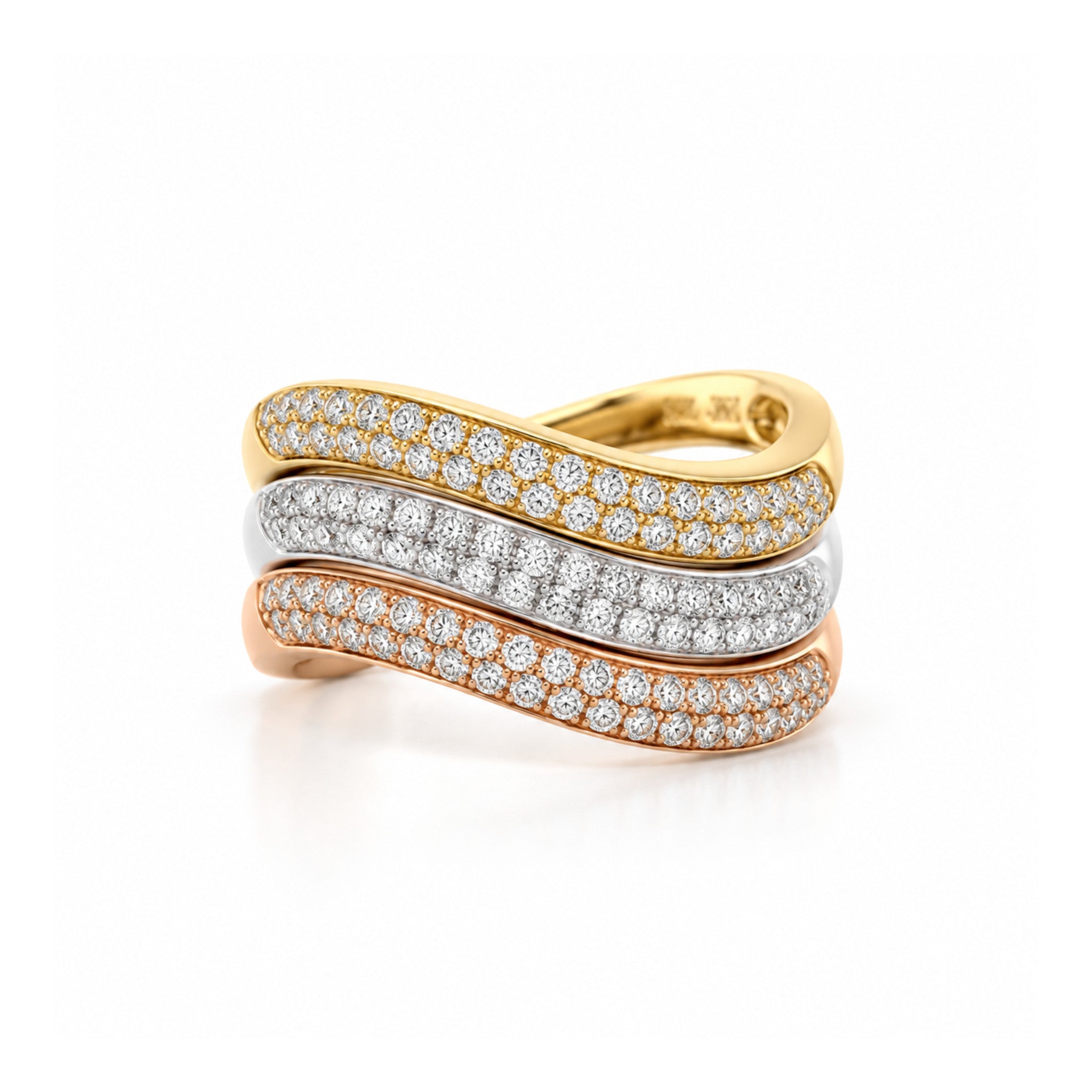 Curved Diamond Ring in White Gold