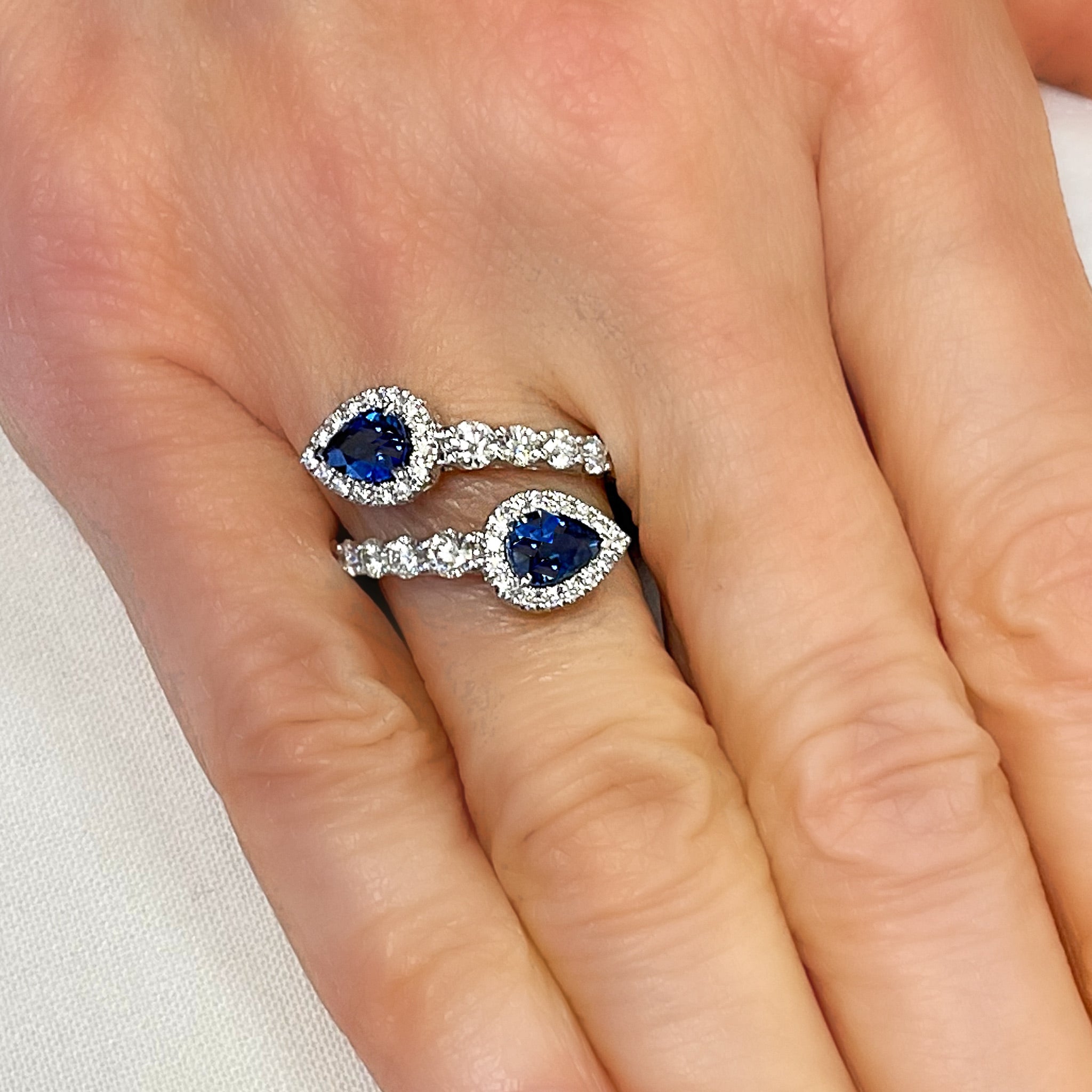 Pear Shaped Sapphire and Diamond Twin Ring