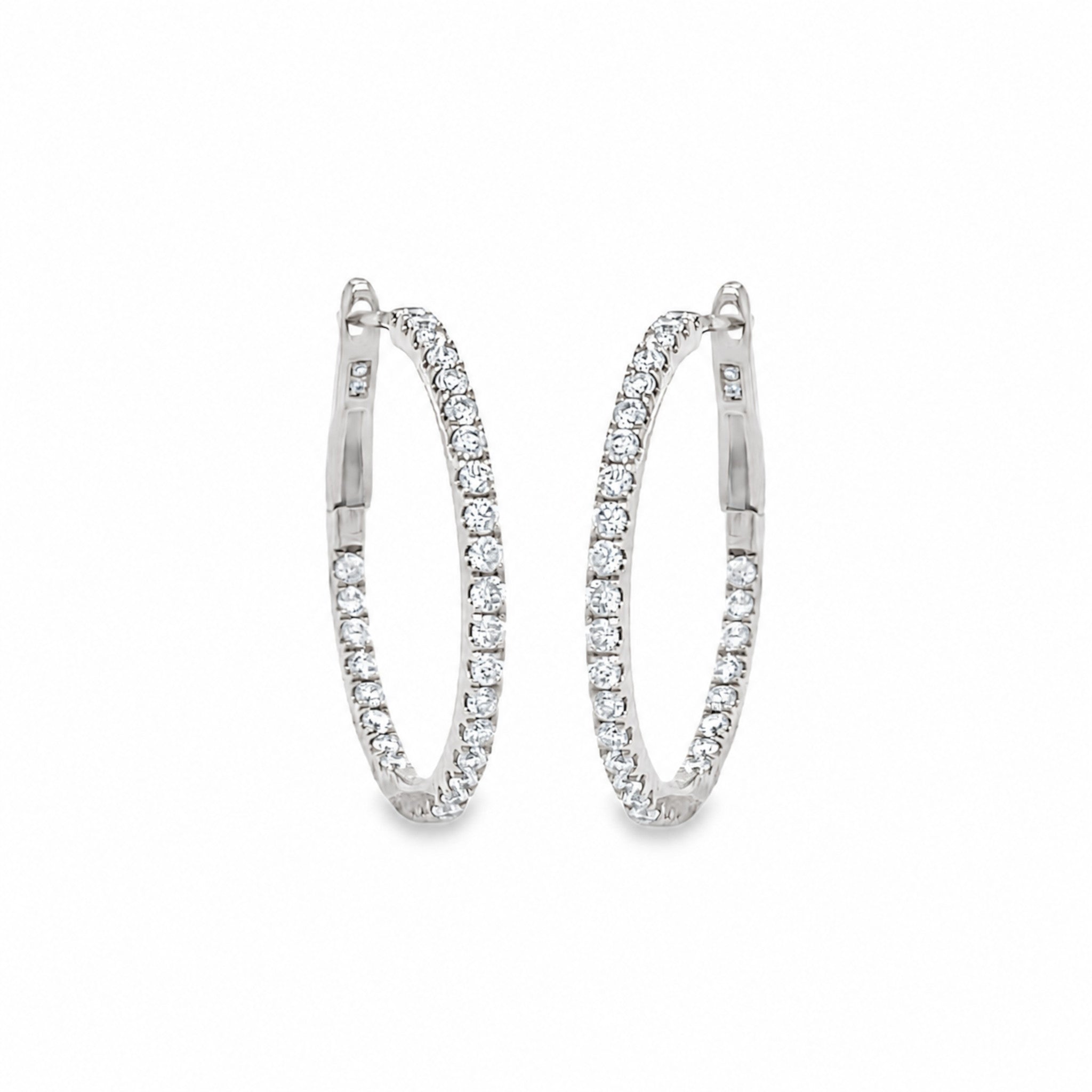 Medium Diamond Hoop Earrings in 18k Yellow Gold