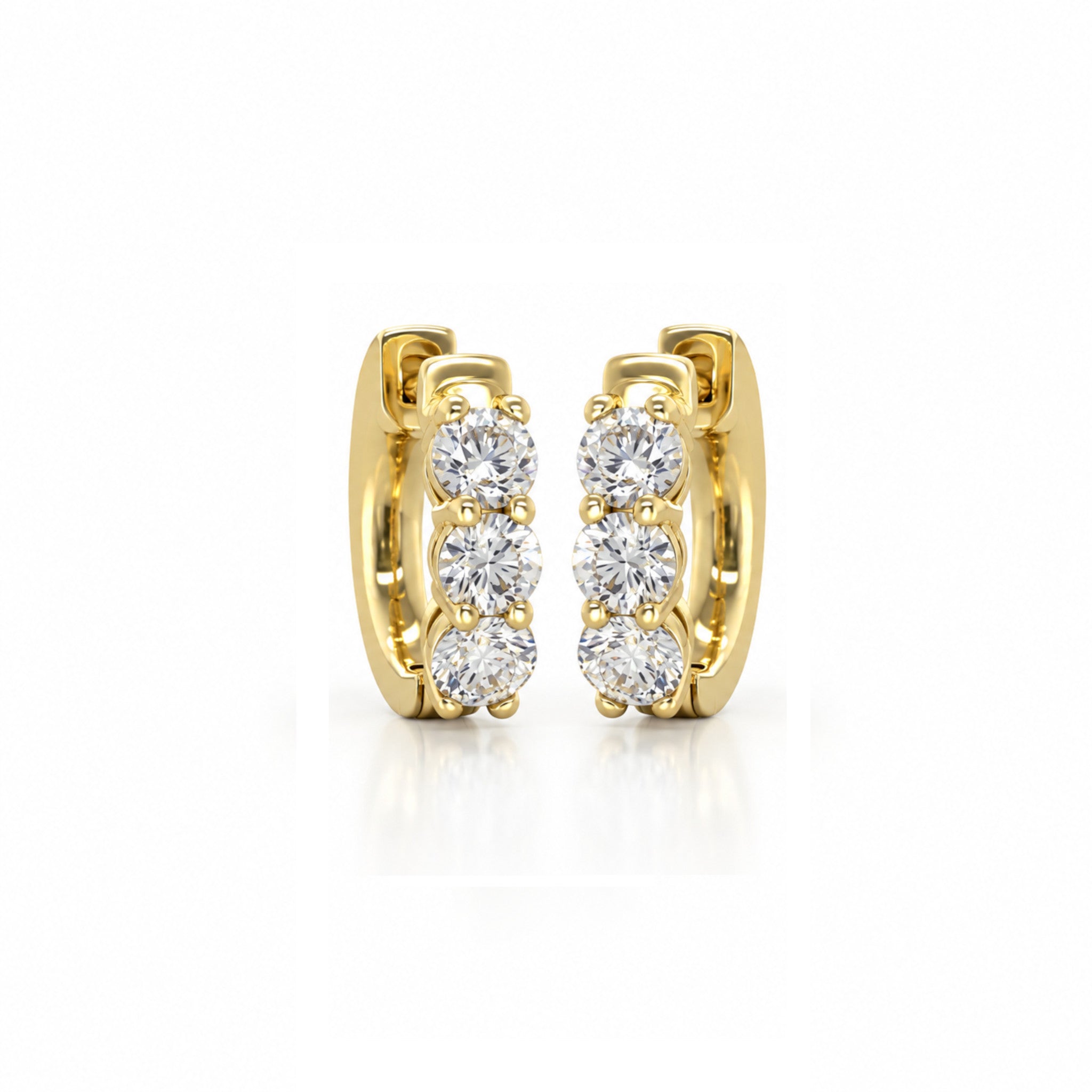 Small Diamond Huggie Earrings in 14k Yellow Gold