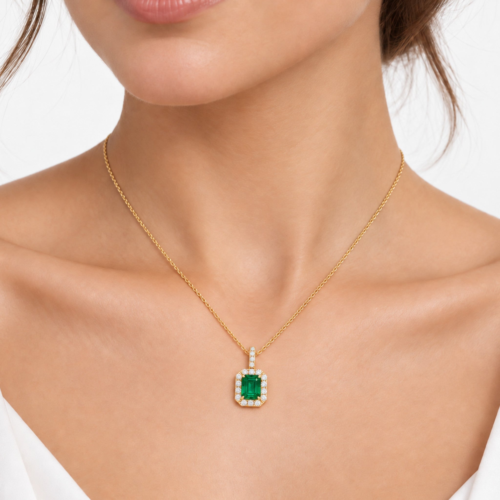 Emerald and Diamond Pendant Necklace