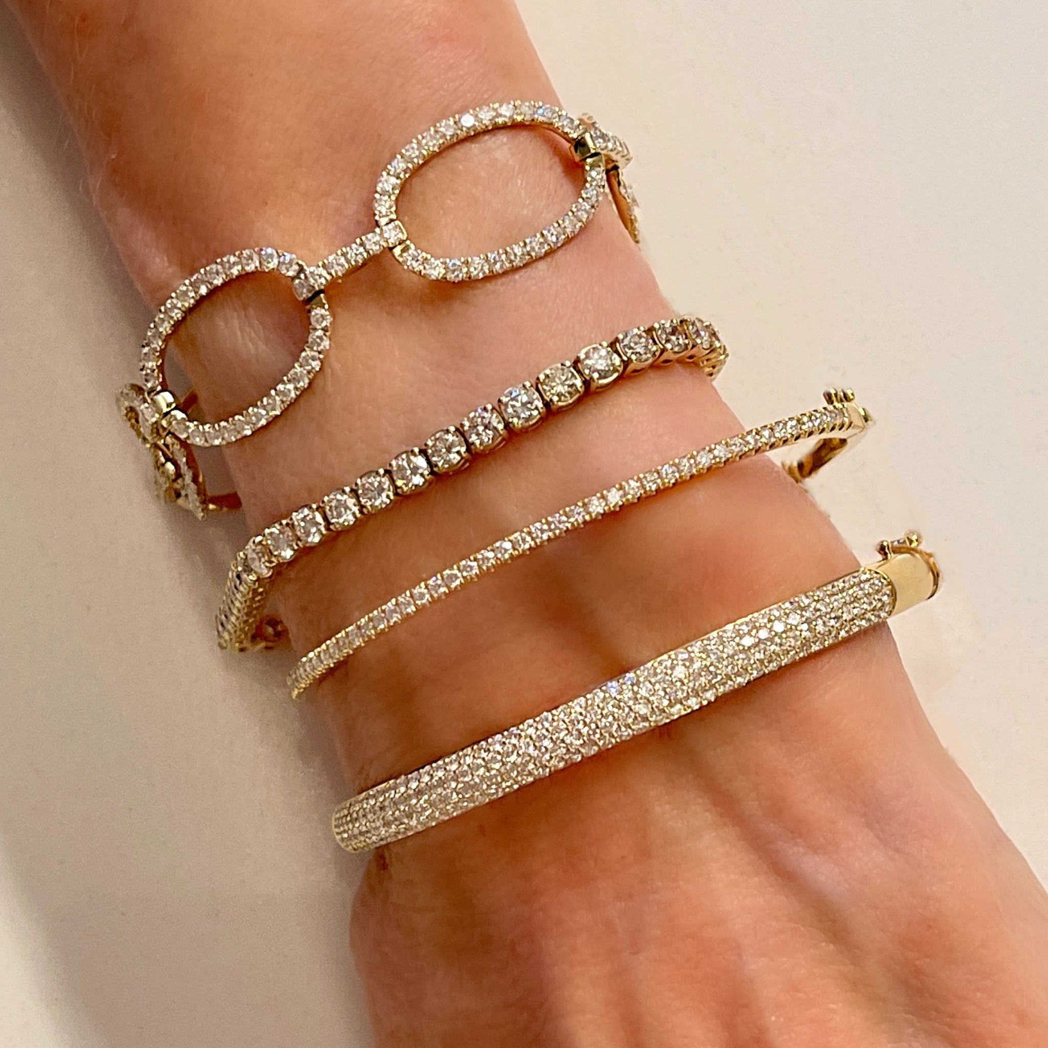 Four Row Diamond Bangle Bracelet