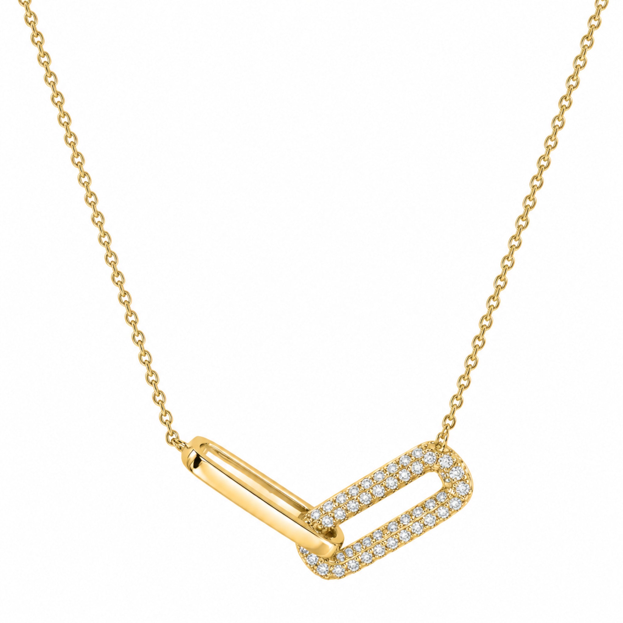 Intertwined Diamond and Gold Links Necklace