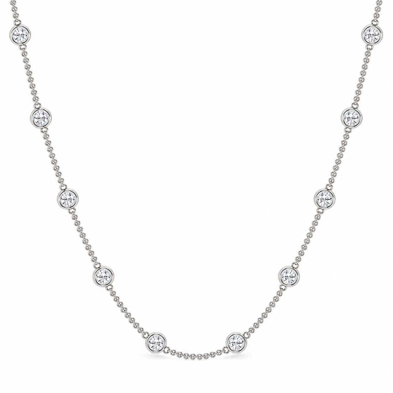 Bezel Set Diamond Necklace