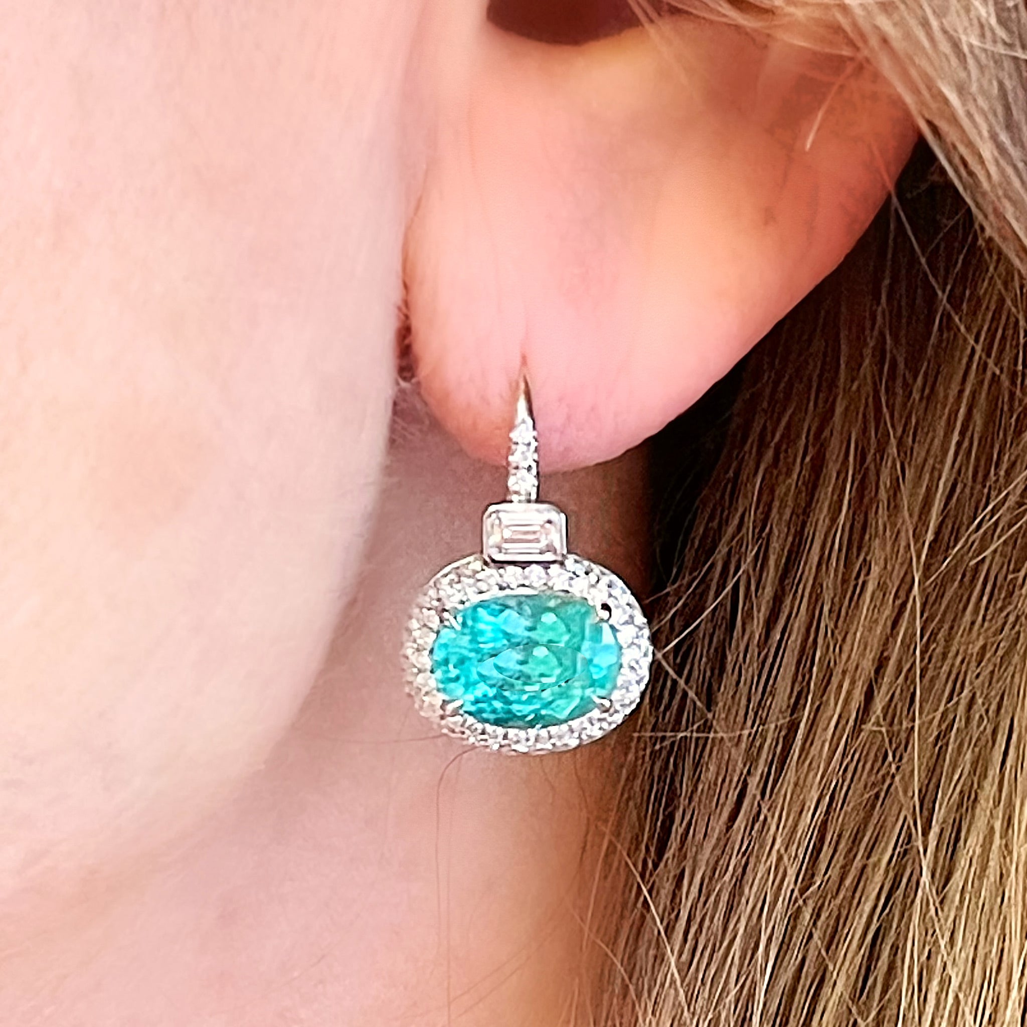 Paraiba Tourmaline and Diamond Pendant Earrings
