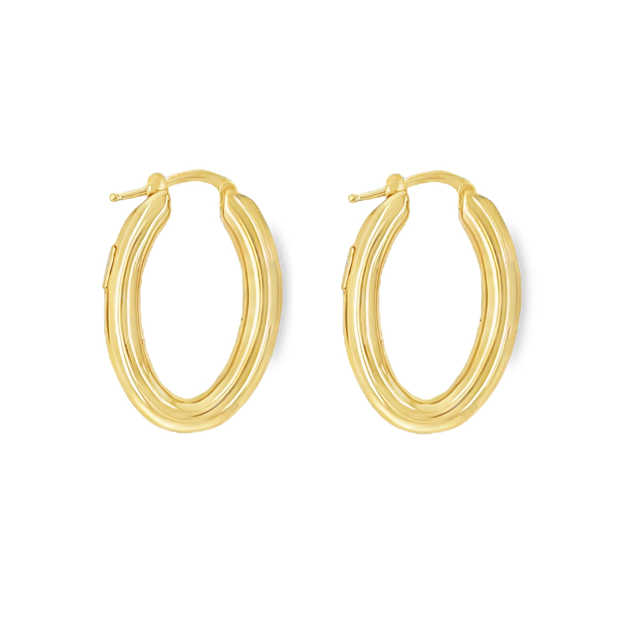 Gold Thin Oval Hoop Earrings
