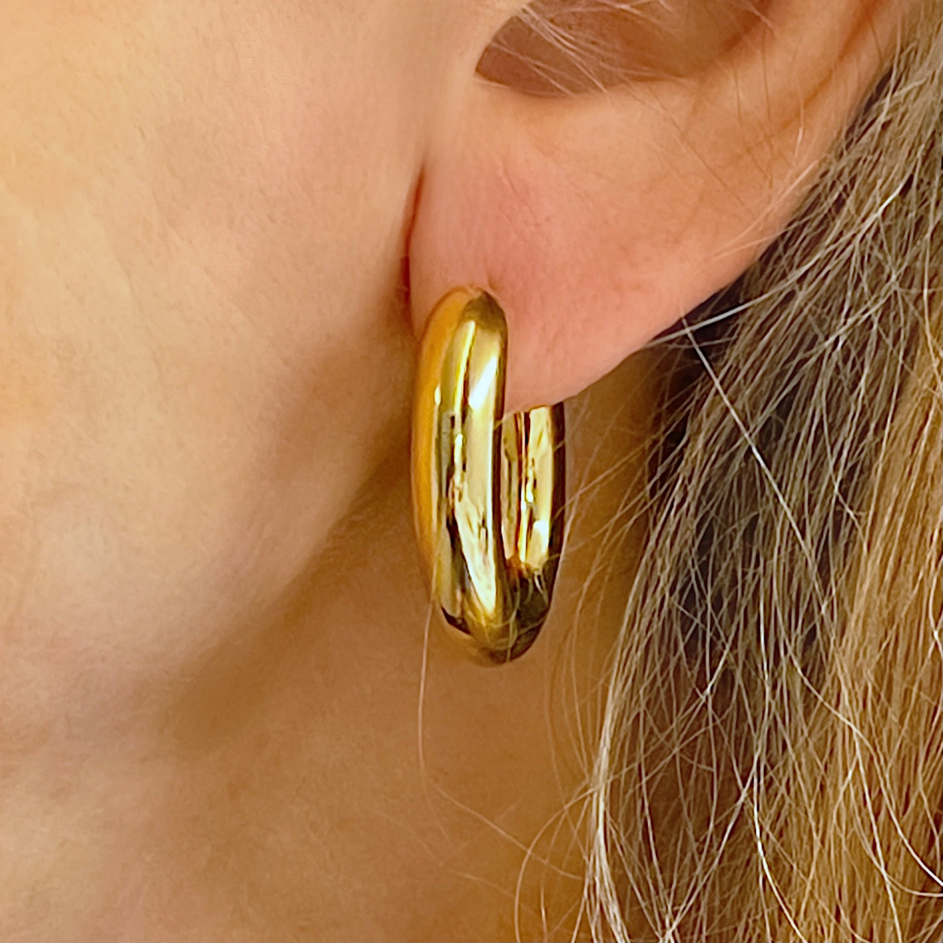 Gold Oval Hoop Earrings