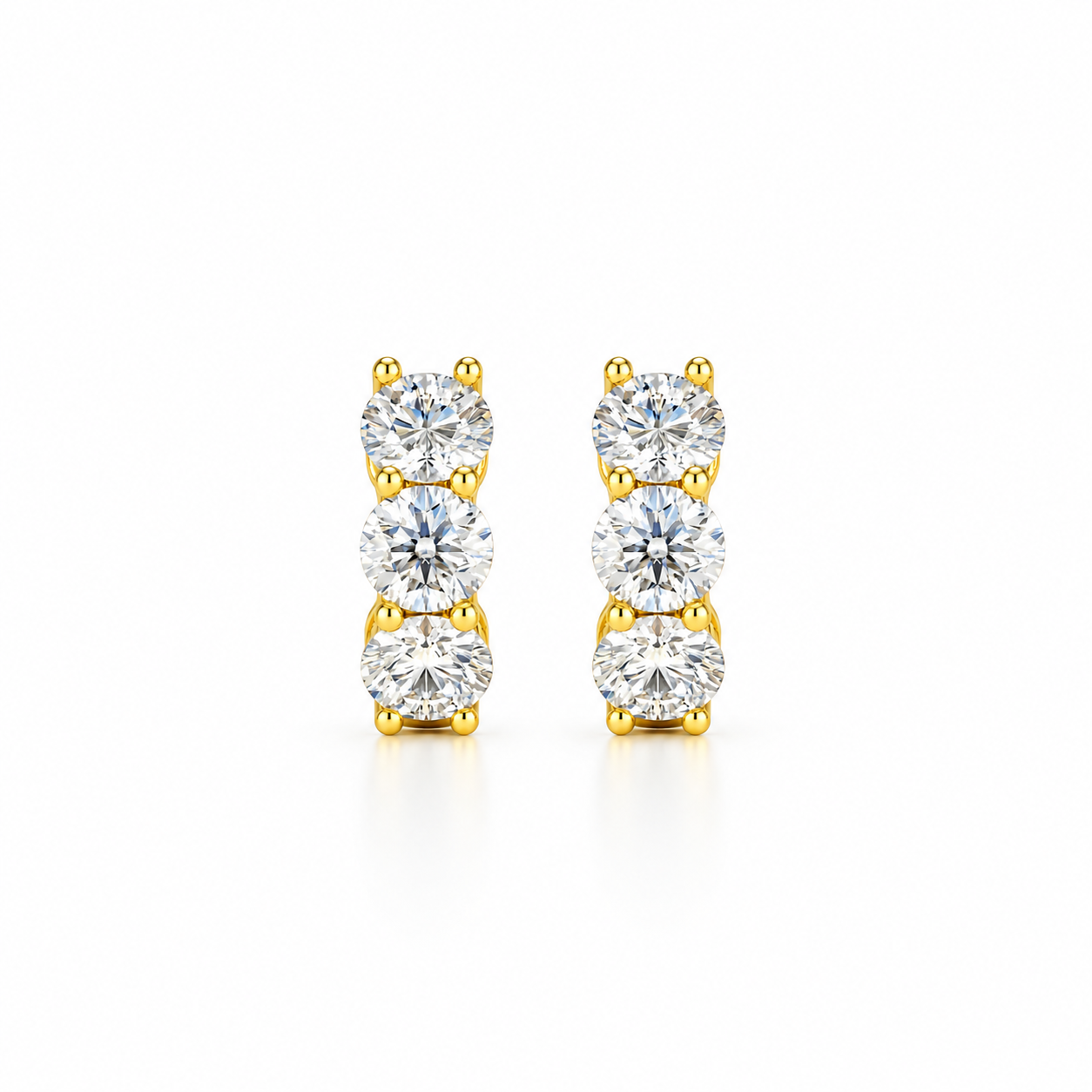 Small Diamond Huggie Earrings in 14k Yellow Gold