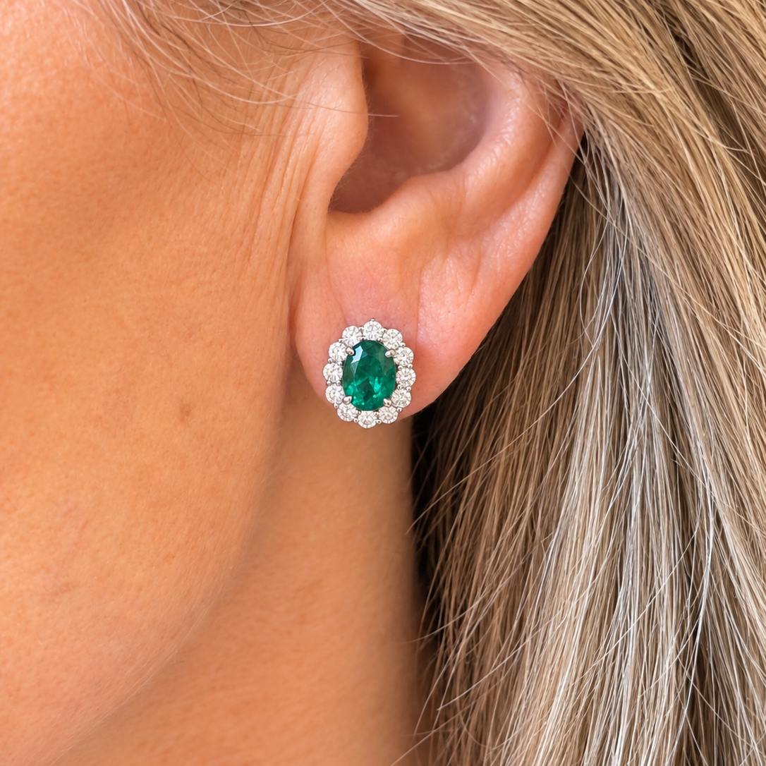 Emerald and Diamond Earrings