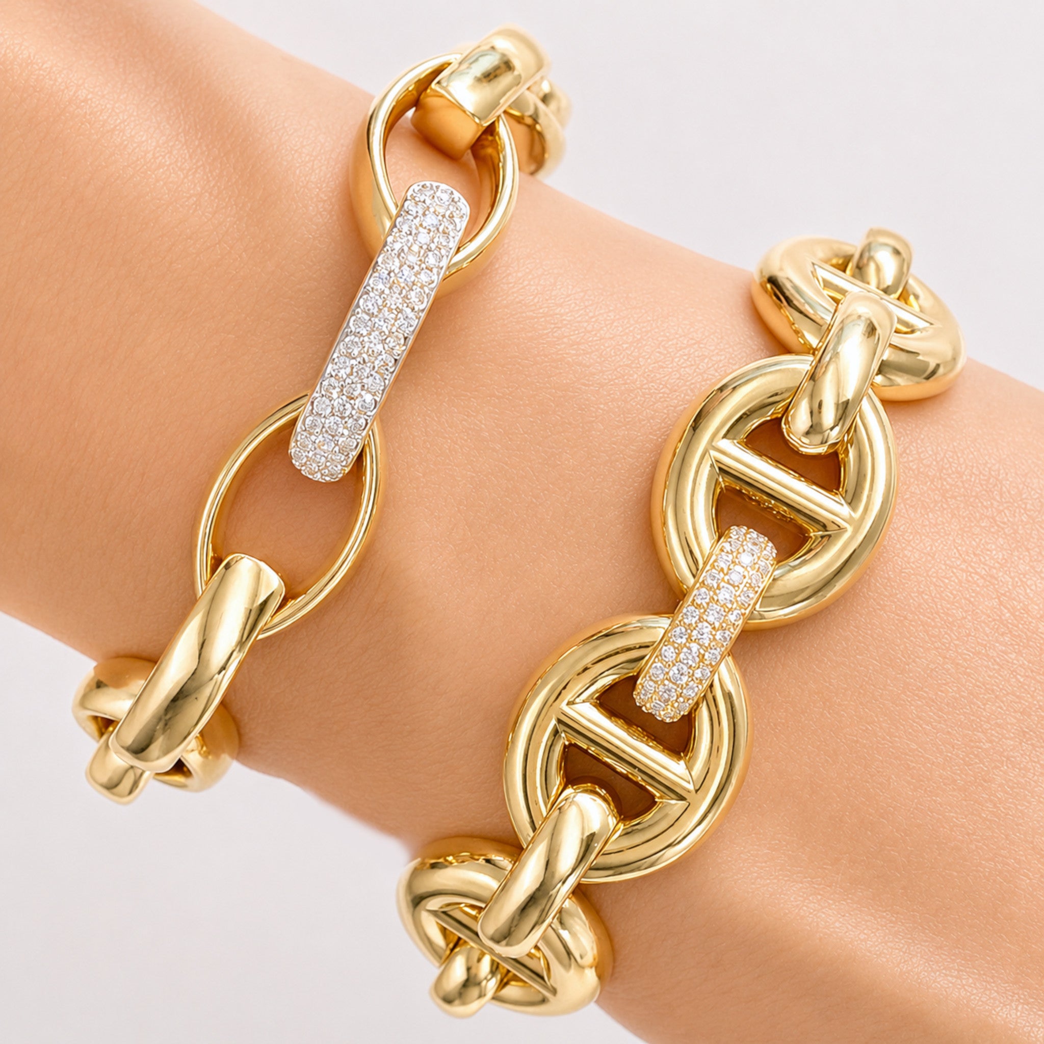 Gold and Diamond Link Bracelet