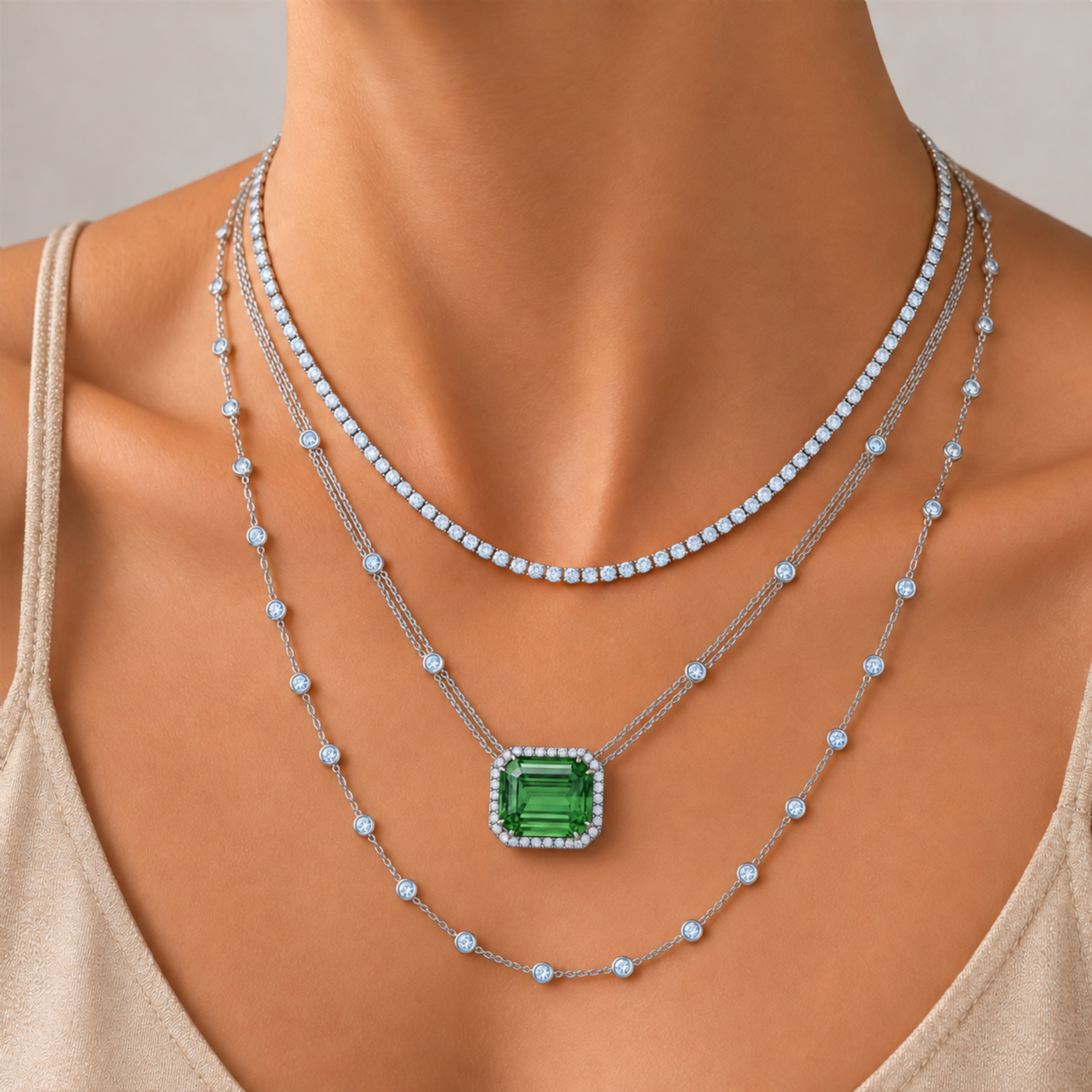 Bezel Set Diamond Necklace
