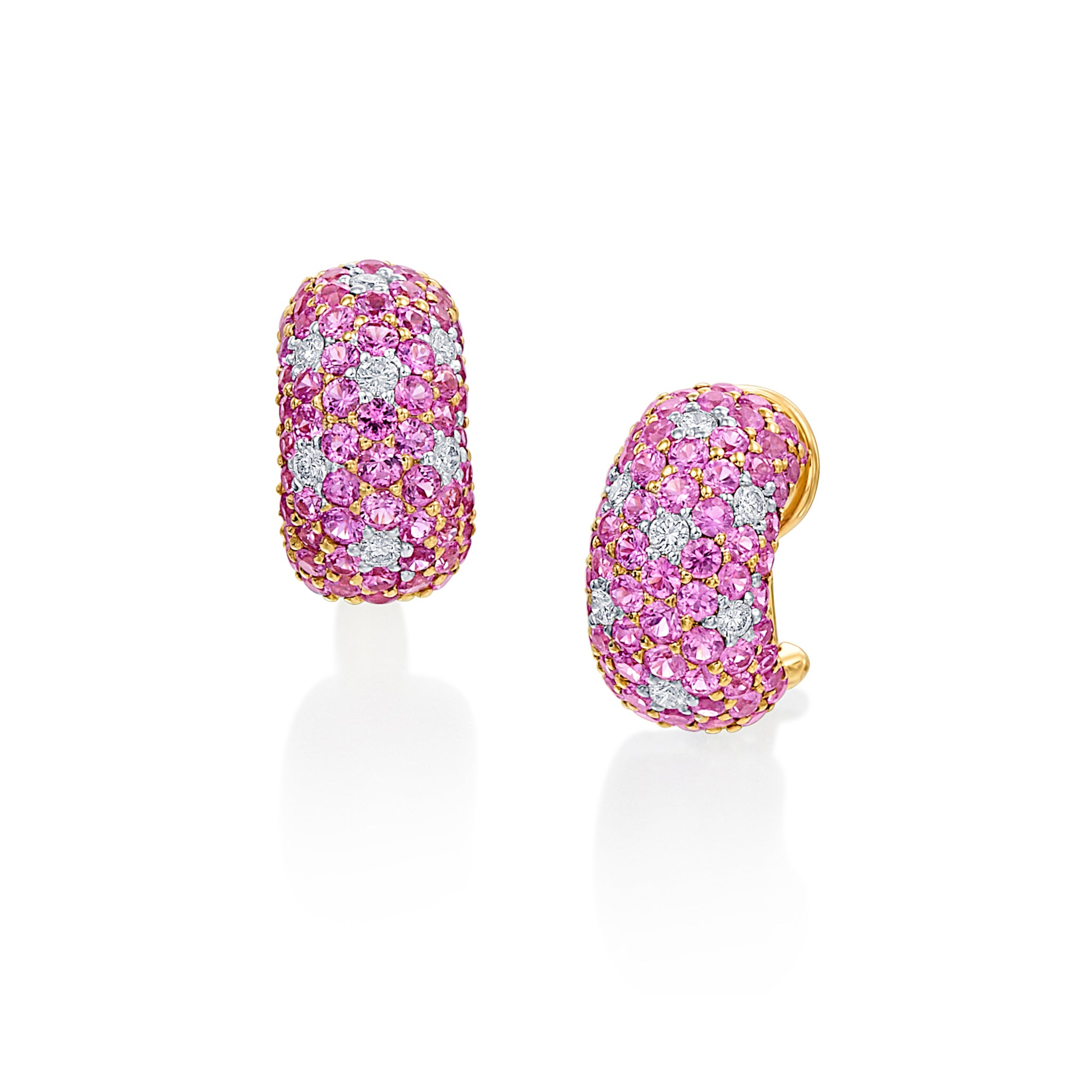 Pink Sapphire and Diamond Huggie Earrings