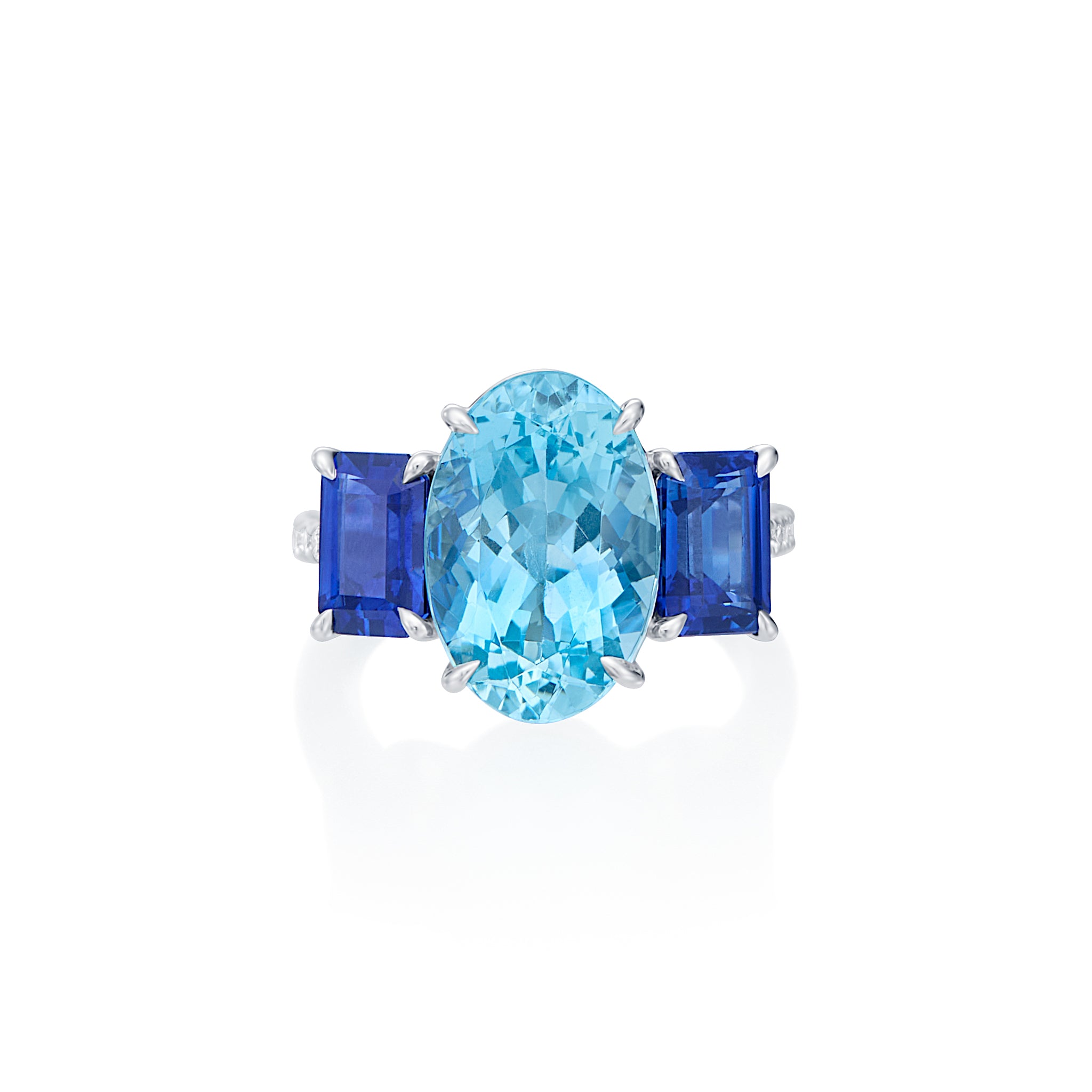 Aquamarine, Sapphire and Diamond Ring