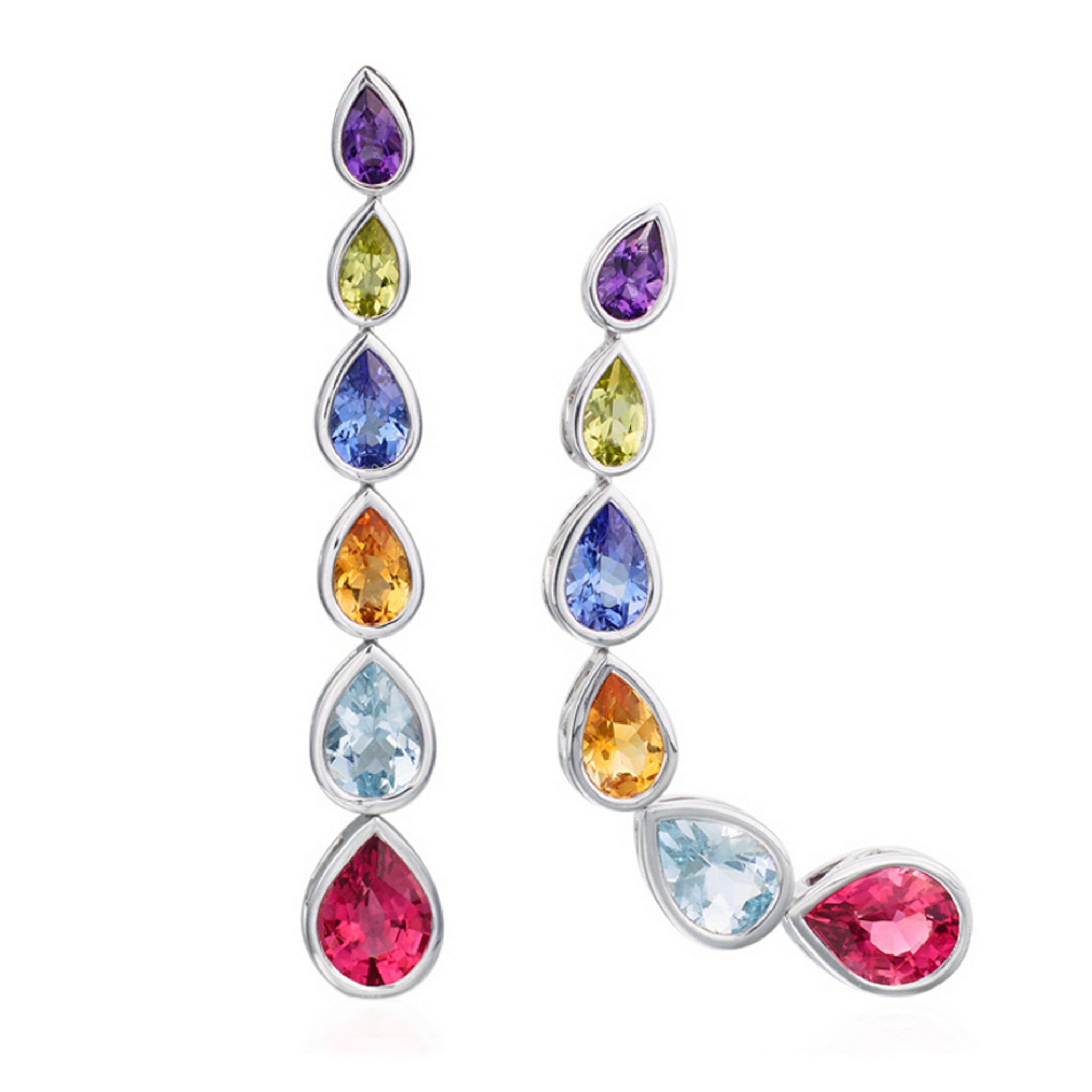 Multicolor Gemstone Pendant Earrings