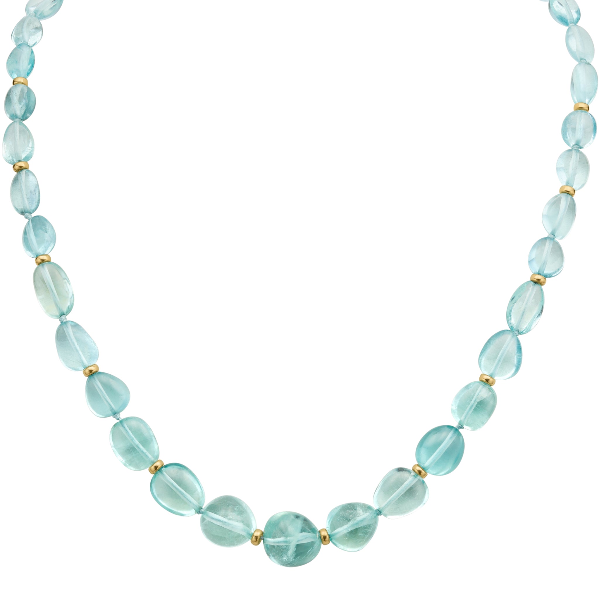Aquamarine Bead and Gold Rondelle Necklace