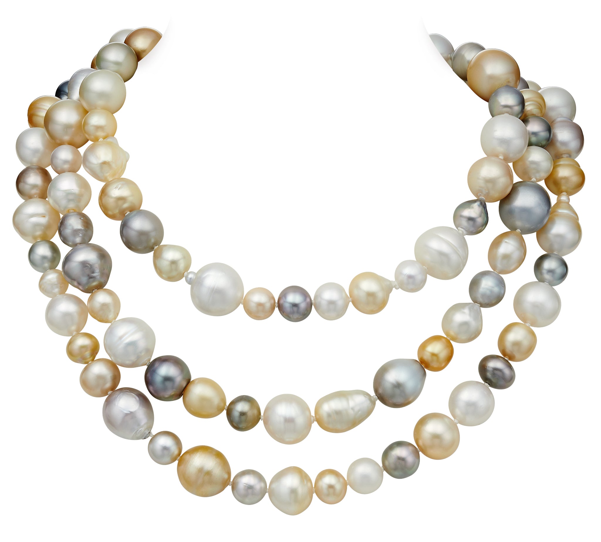 Long Mixed Baroque Multicolor Pearl Necklace