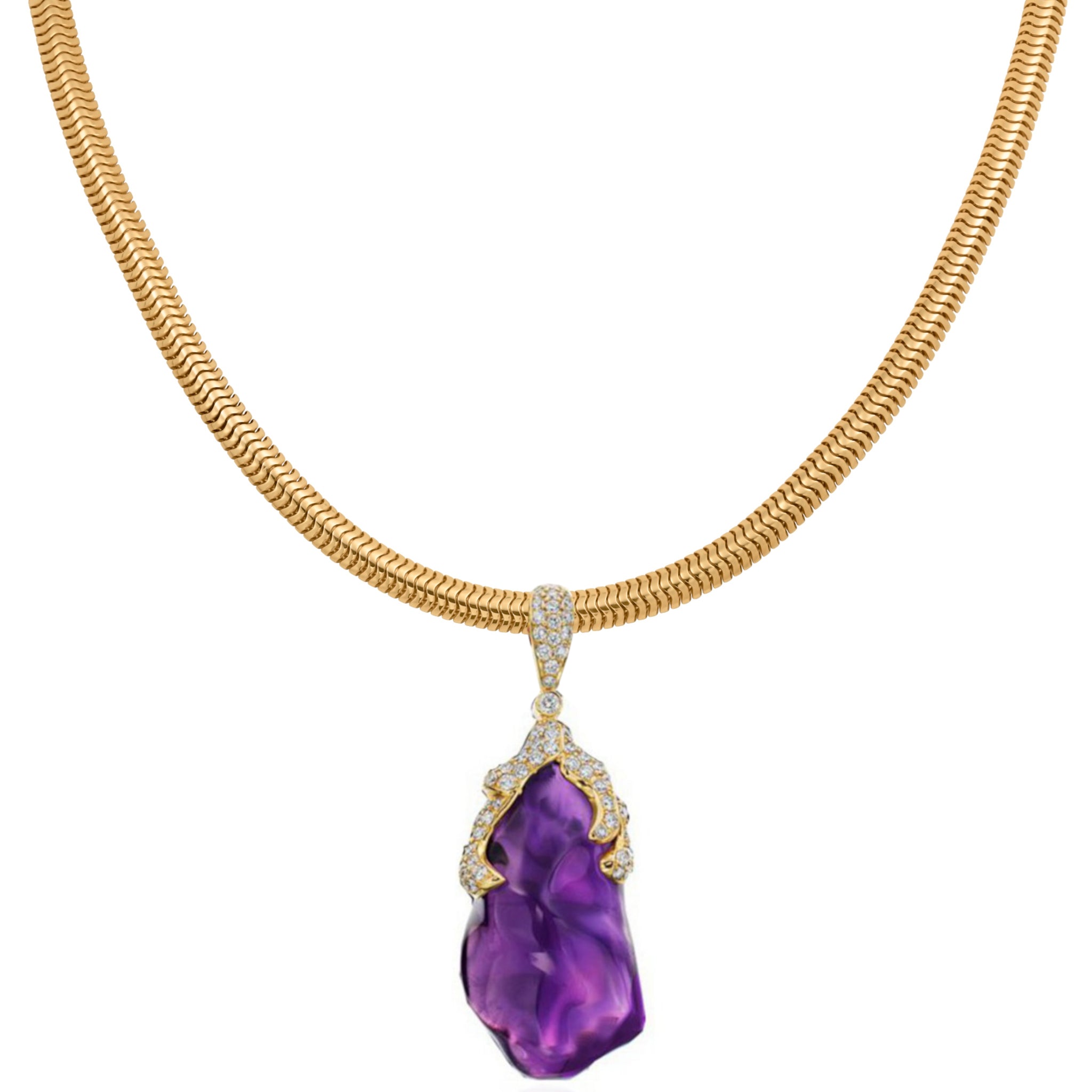 Baroque Amethyst and Diamond Pendant