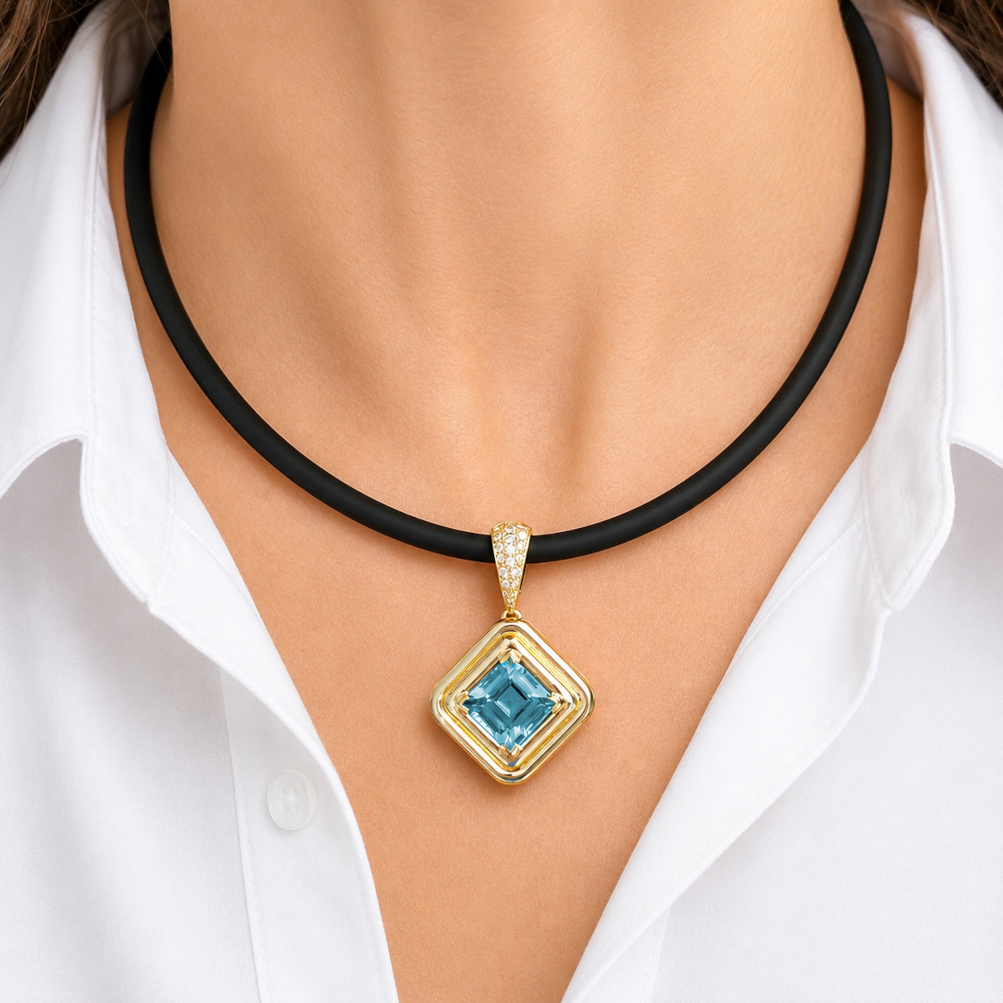 Aquamarine and Diamond Pendant