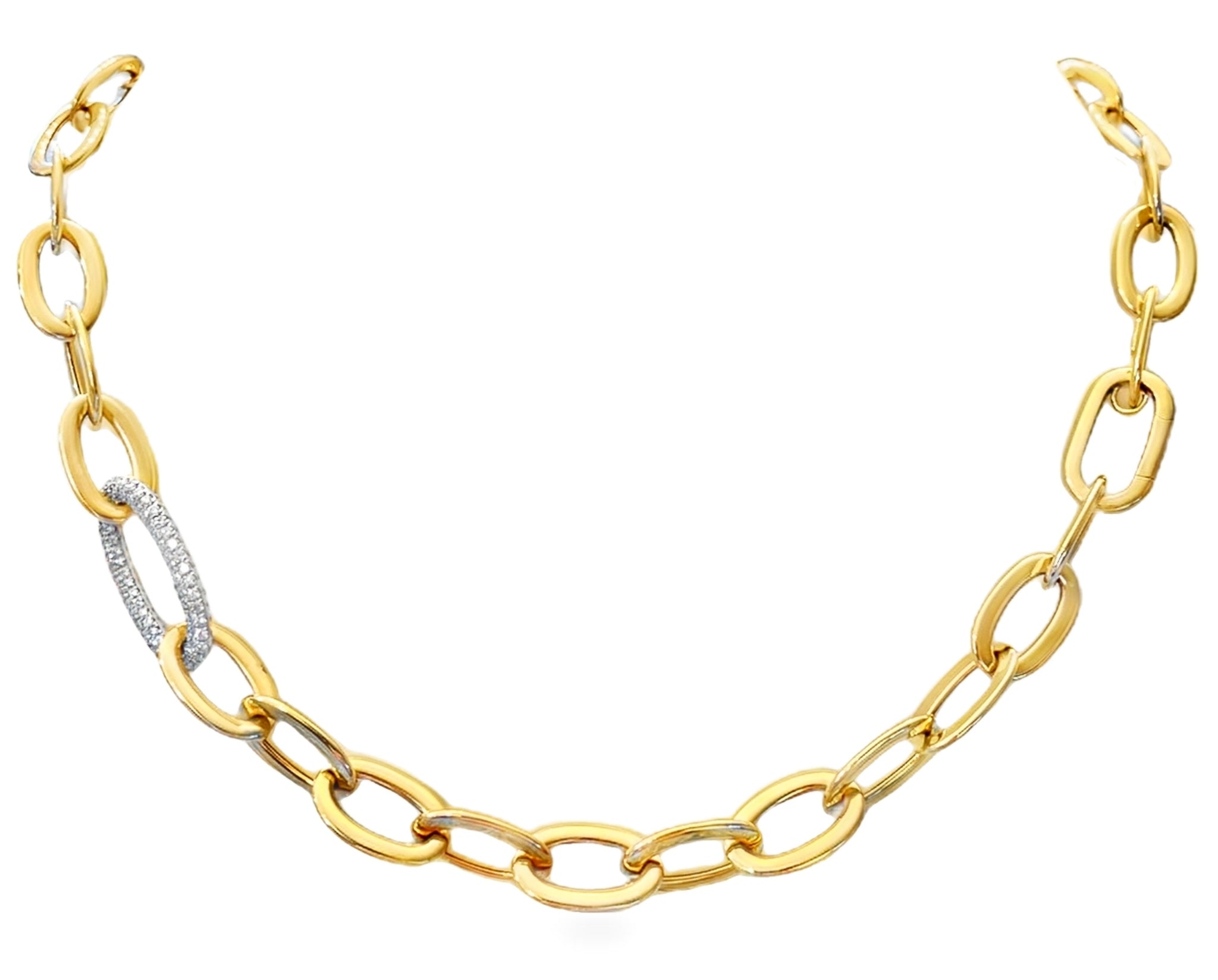 Gold and Diamond Oval Link Necklace