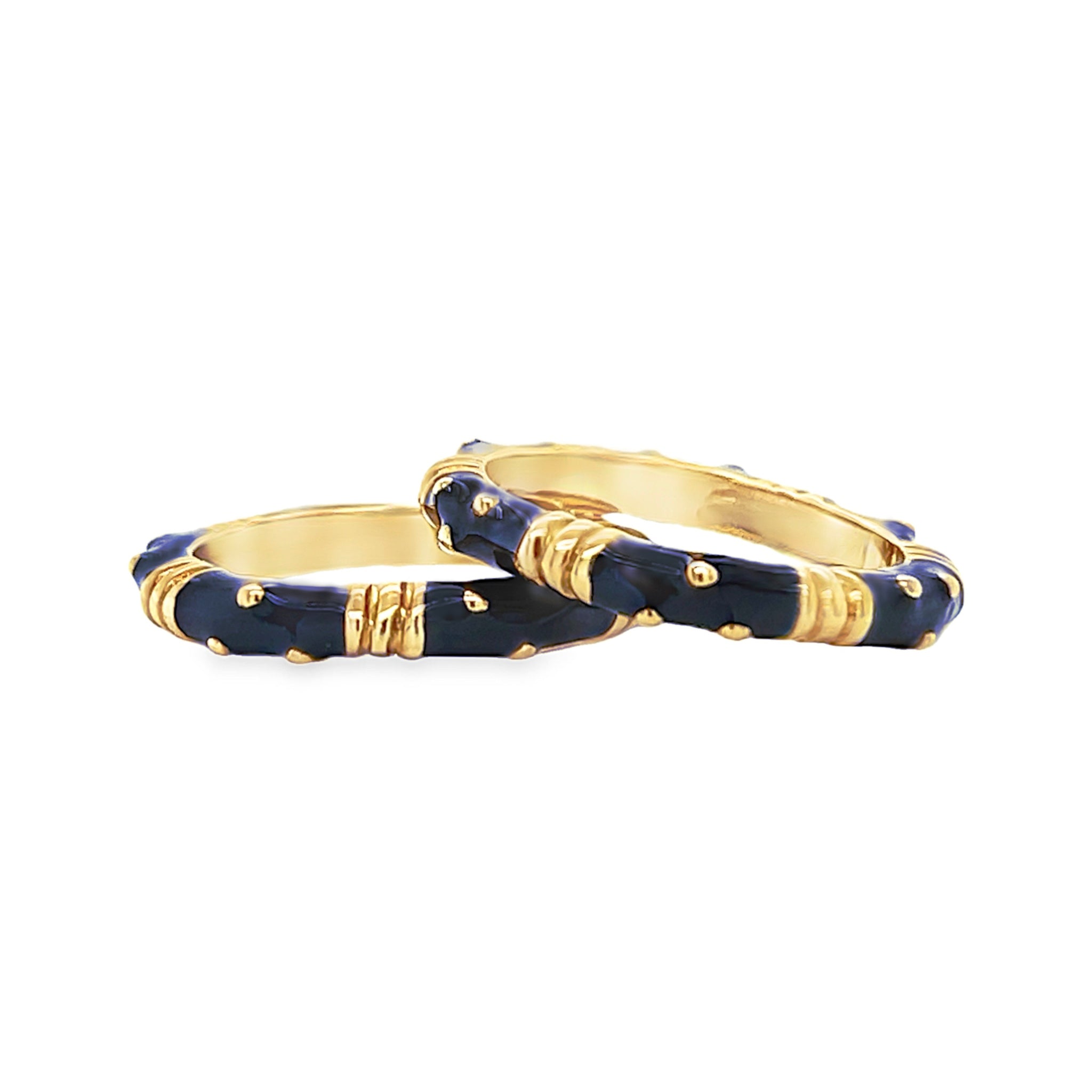 Black and Gold Enamel Rings
