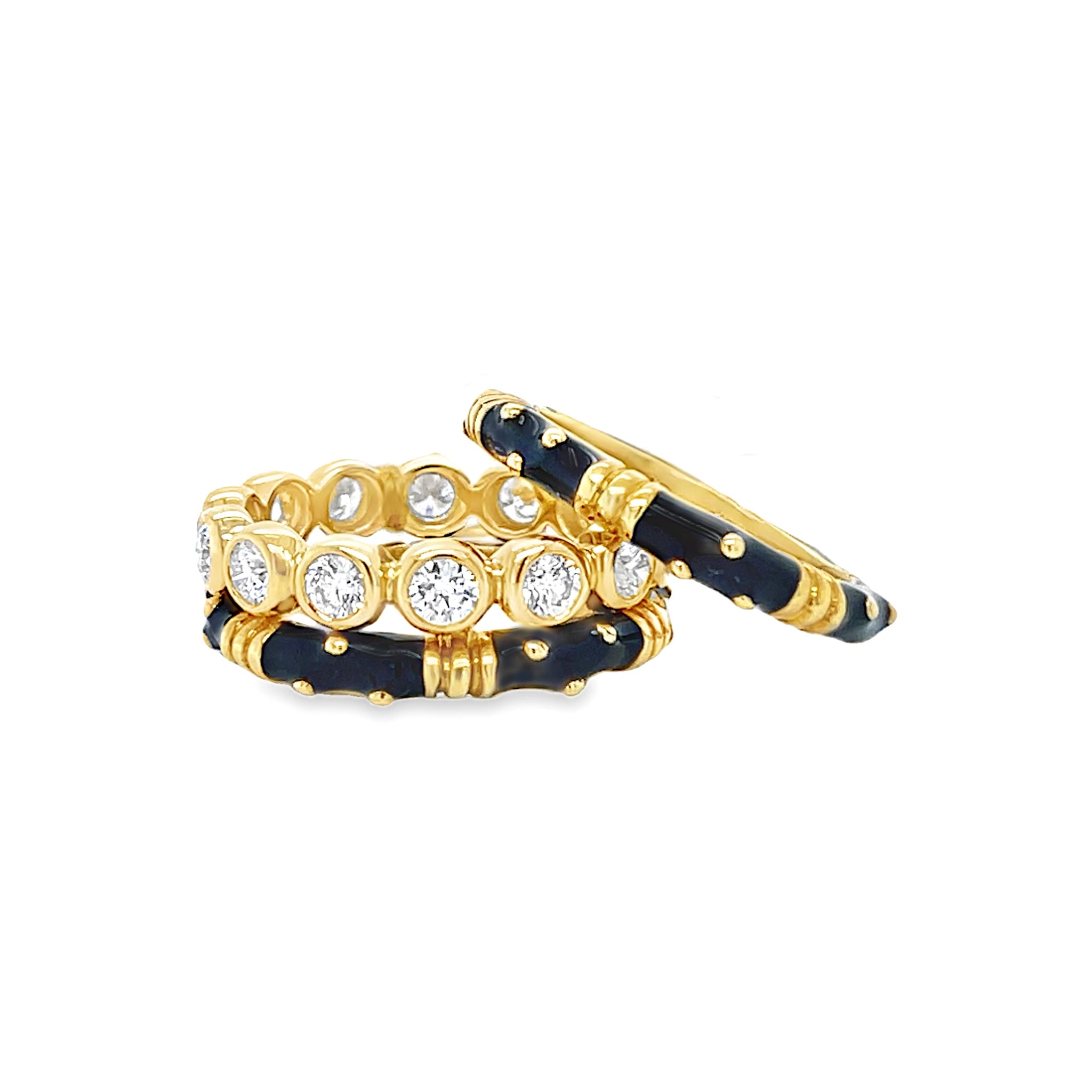 Black and Gold Enamel Rings