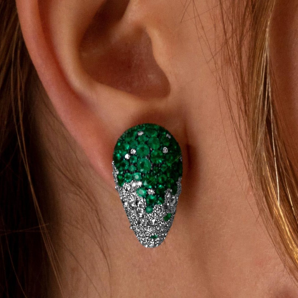 Diamond and Emerald Earclips