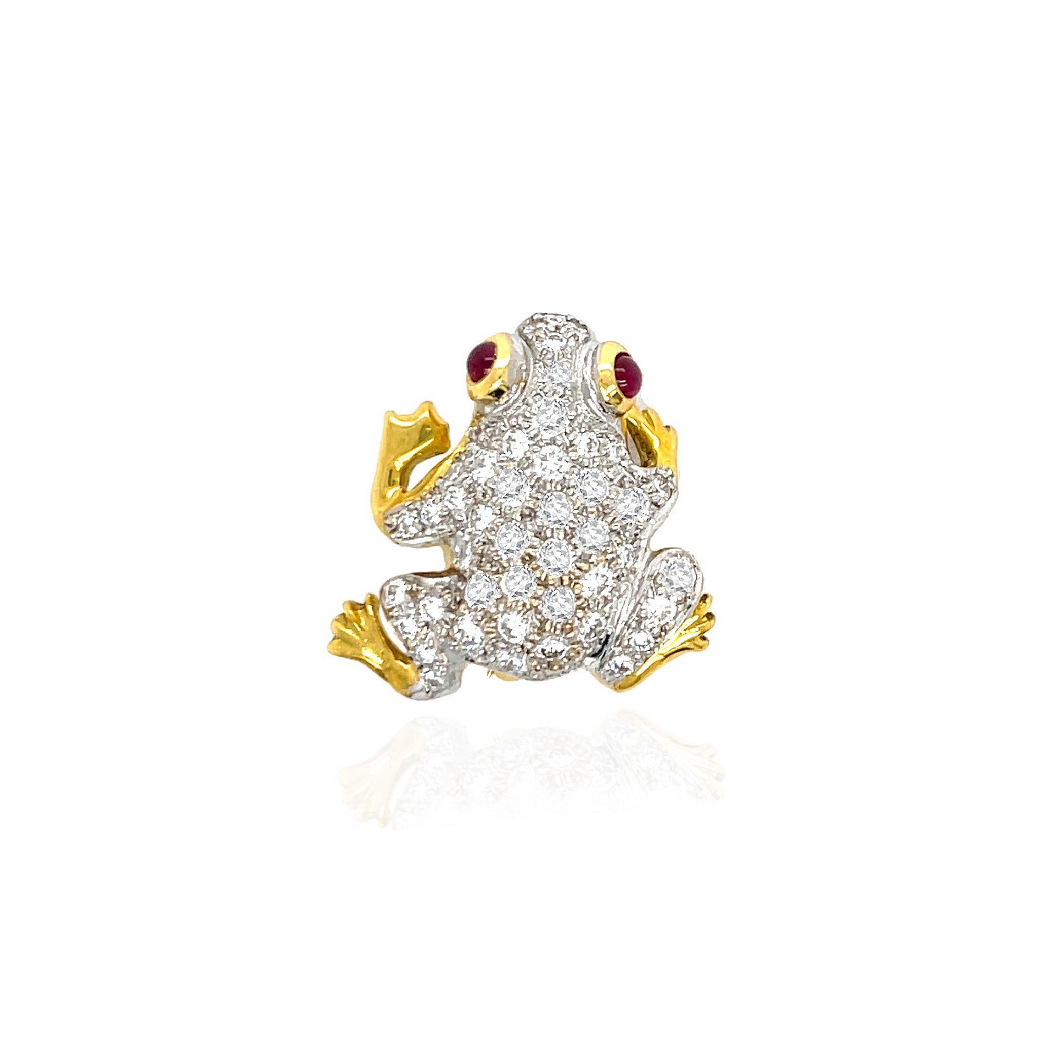 Diamond and Ruby Frog Brooch