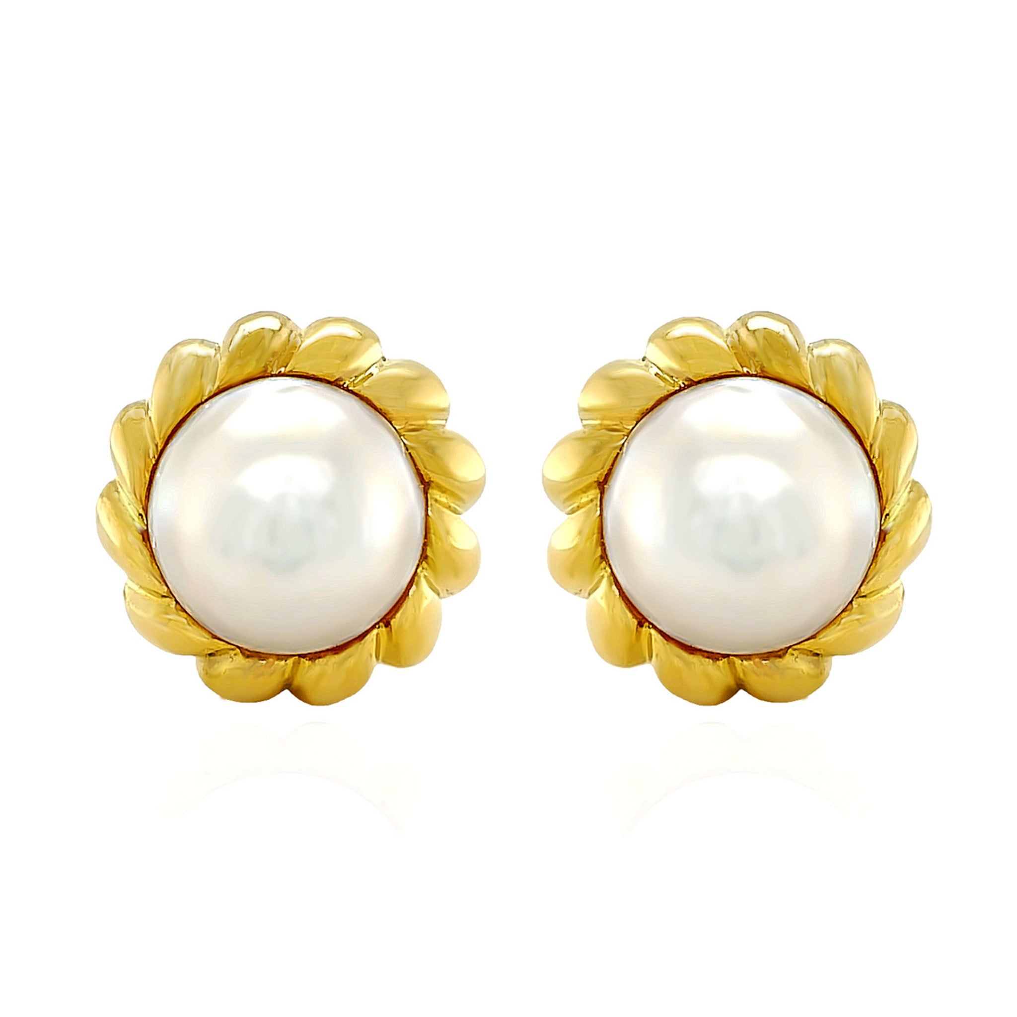 Mabe Pearl and 18k Gold Earclips