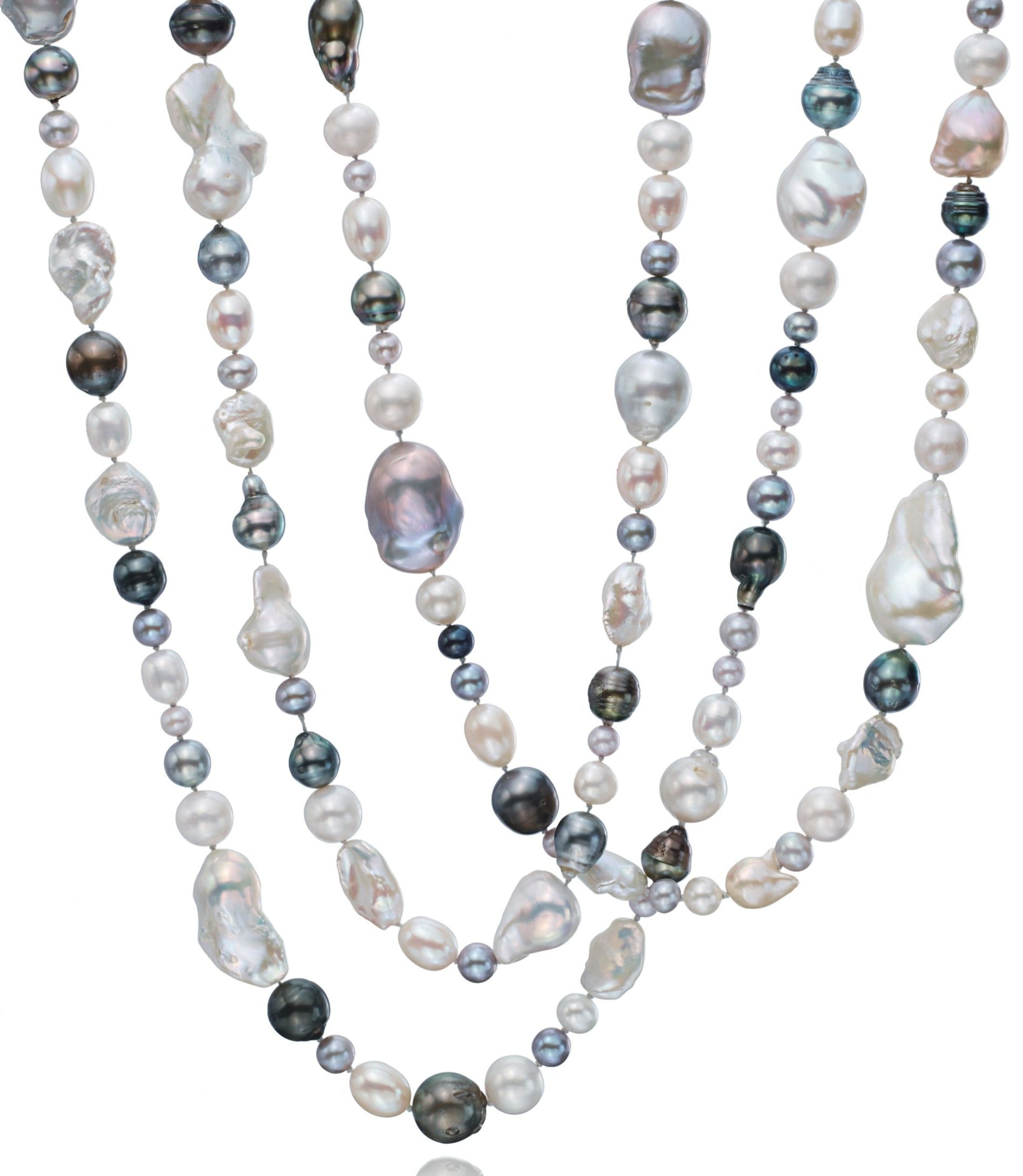 Long Multicolored Pearl Necklace