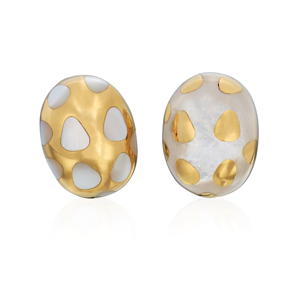 Mother of Pearl and Gold Earclips