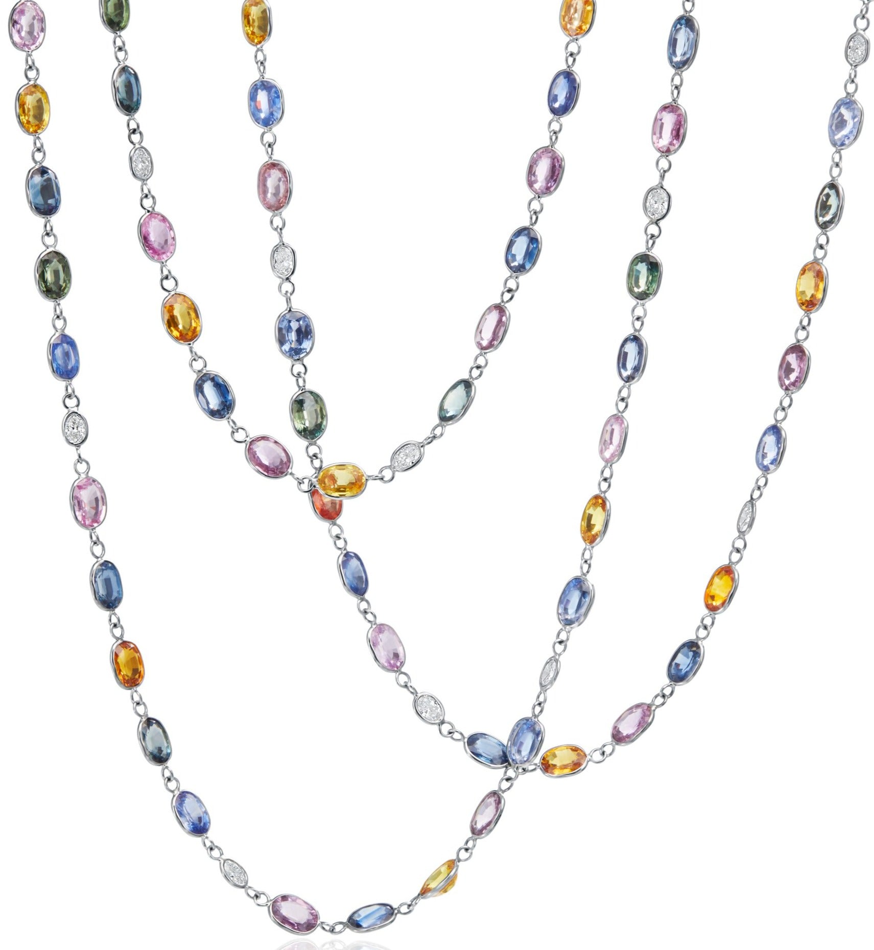 Multicolored Sapphire and Diamond Necklace
