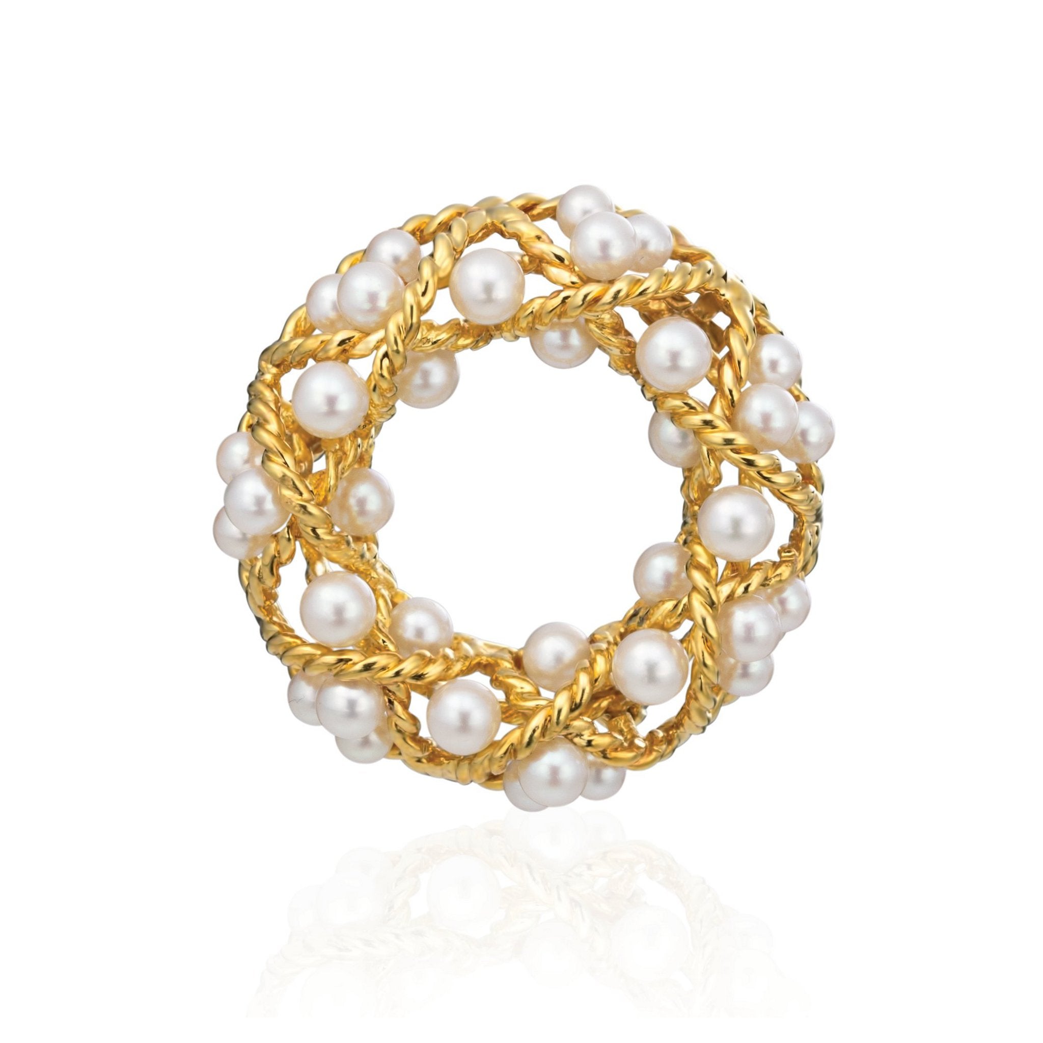 Cultured Pearl and 14k Gold Brooch