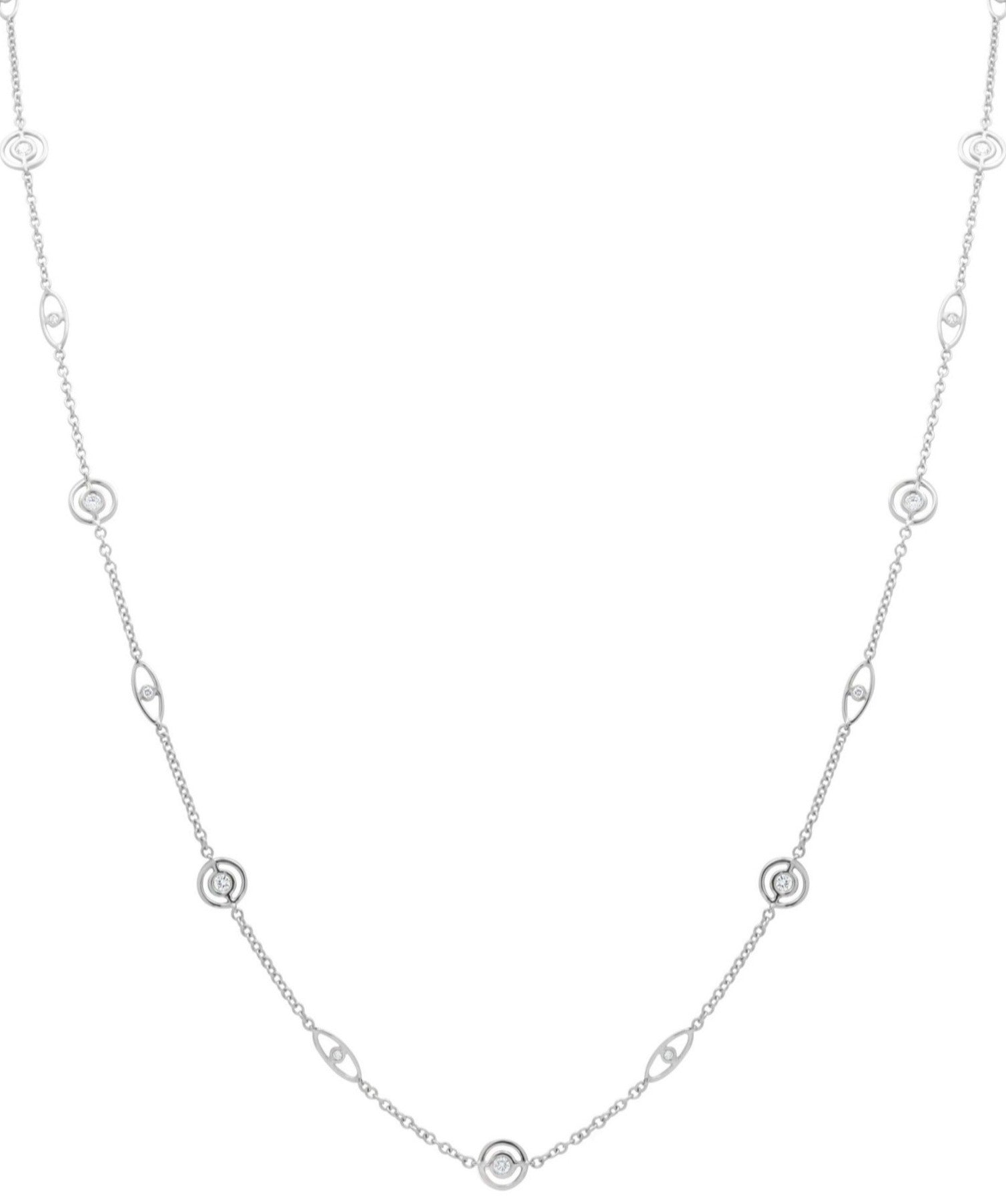 Long Diamond and 18k White Gold Necklace