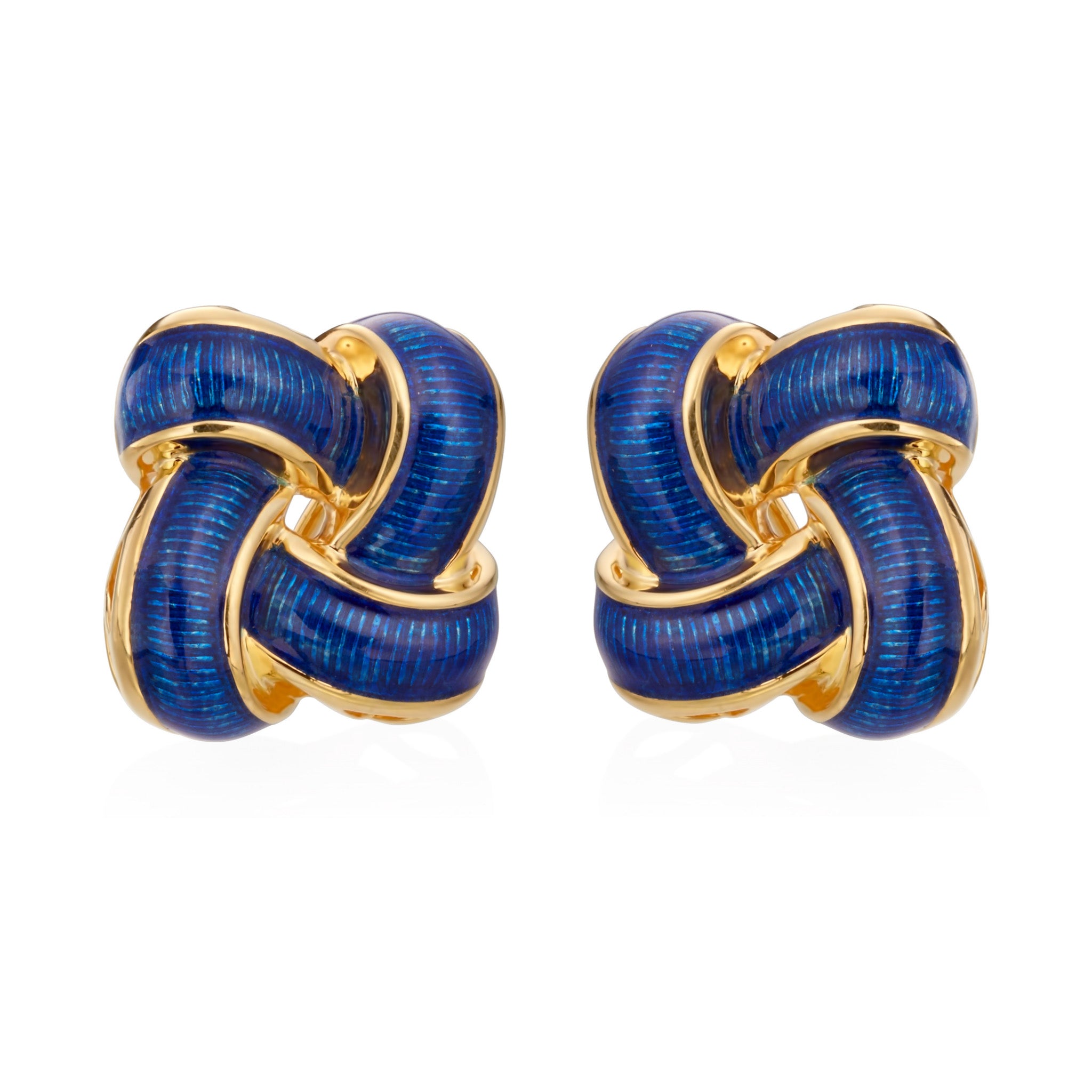 Iral Blue Enamel and 18k Gold Earclips