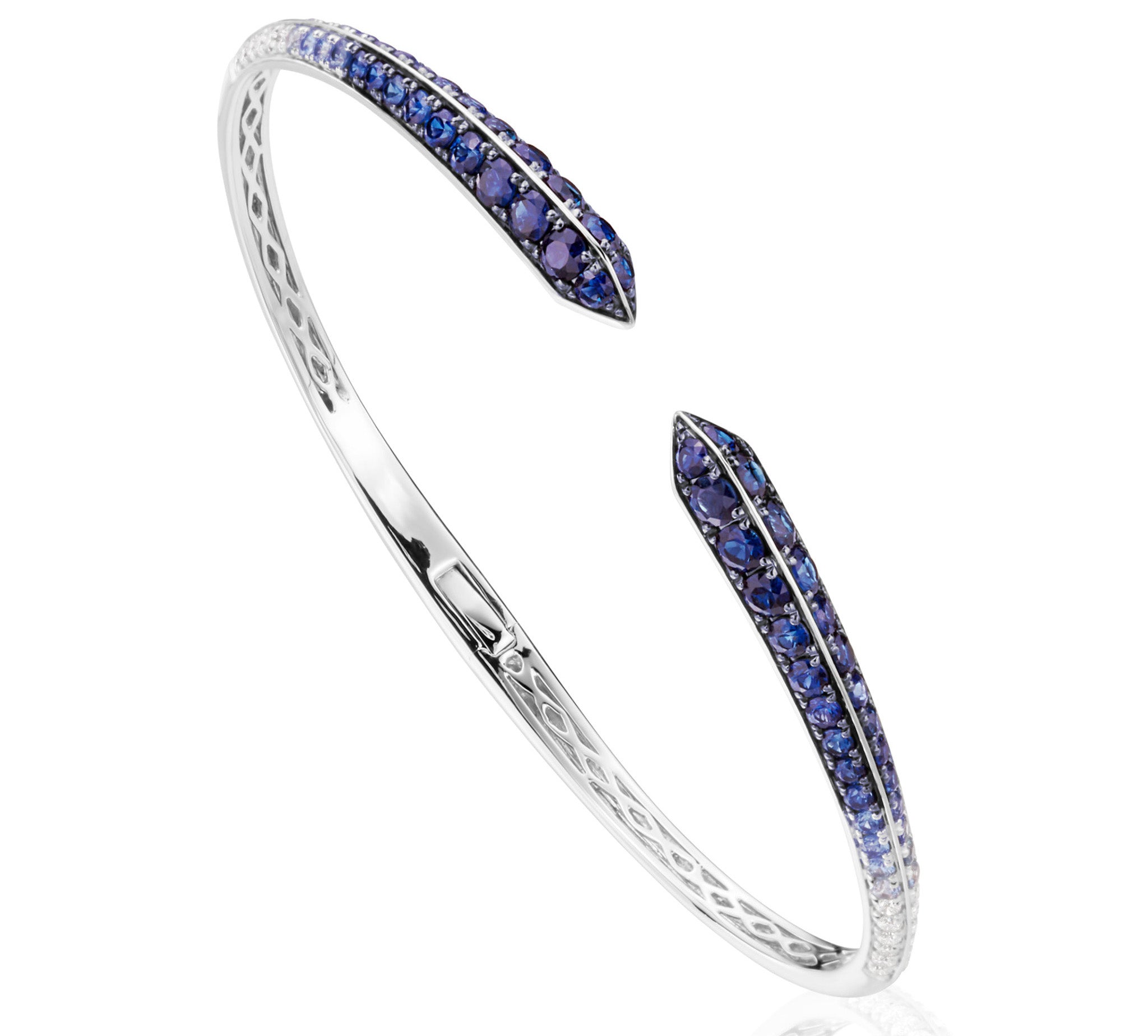 Sapphire and Diamond Cuff Bracelet in White Gold