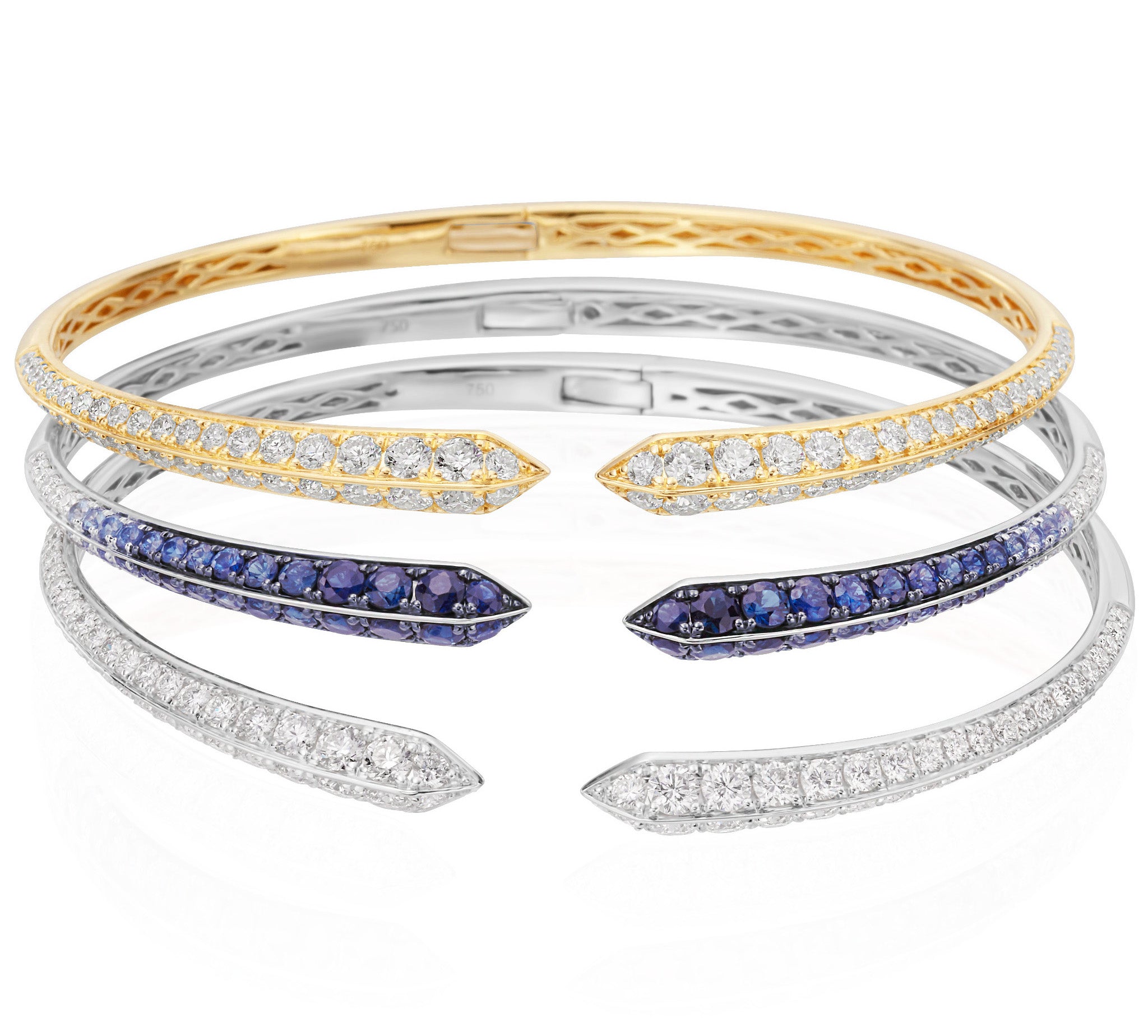 Sapphire and Diamond Cuff Bracelet in White Gold