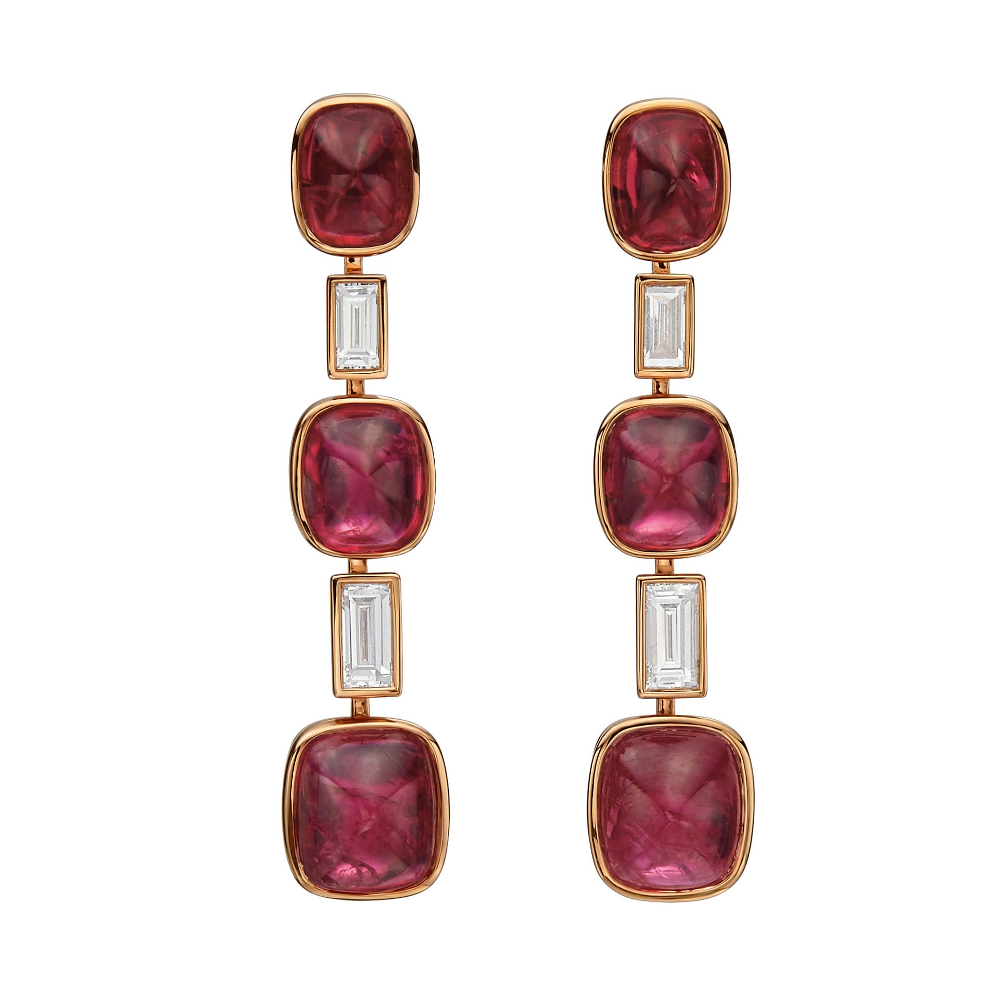 Red Spinel and Diamond Pendant Earrings
