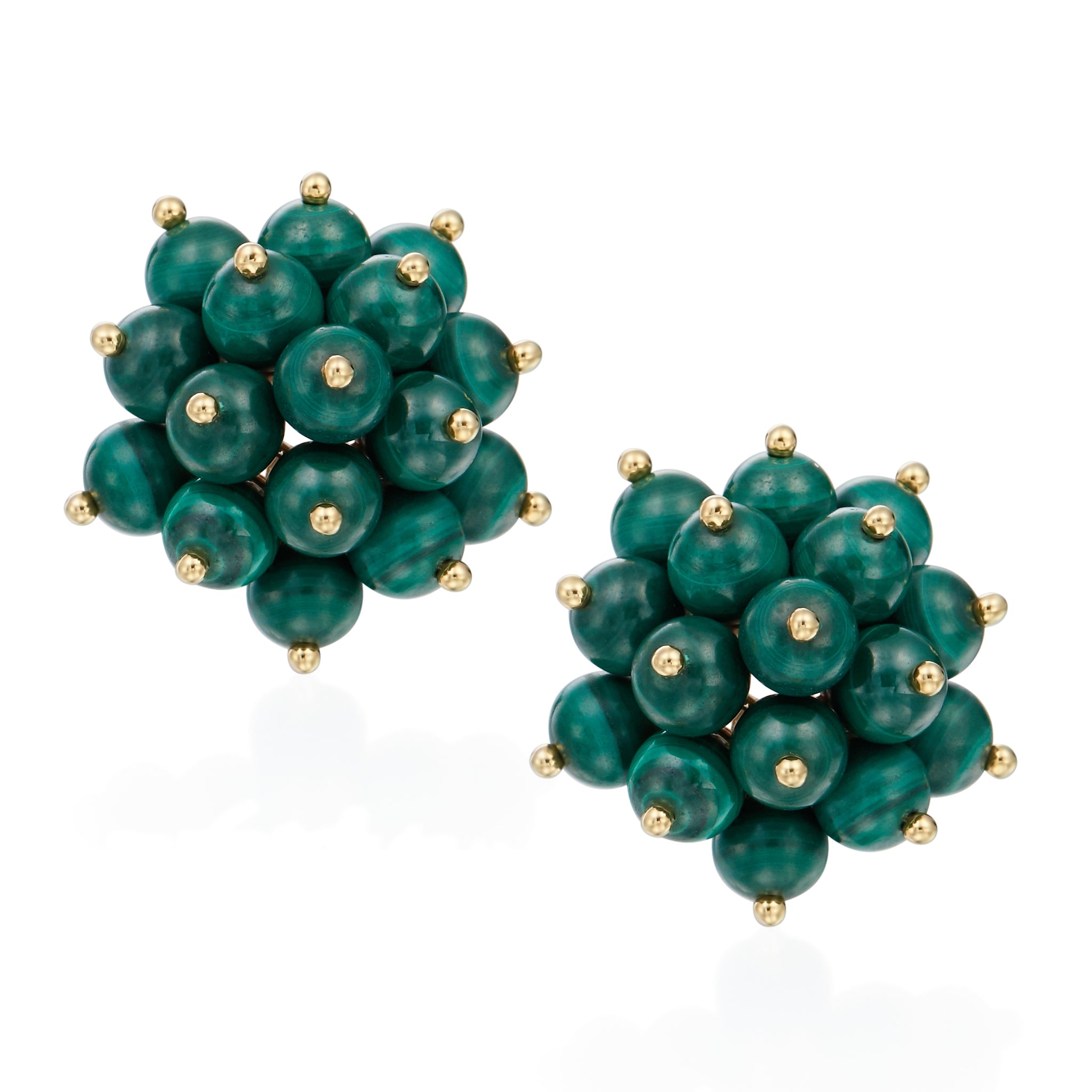 Malachite and Gold Earclips