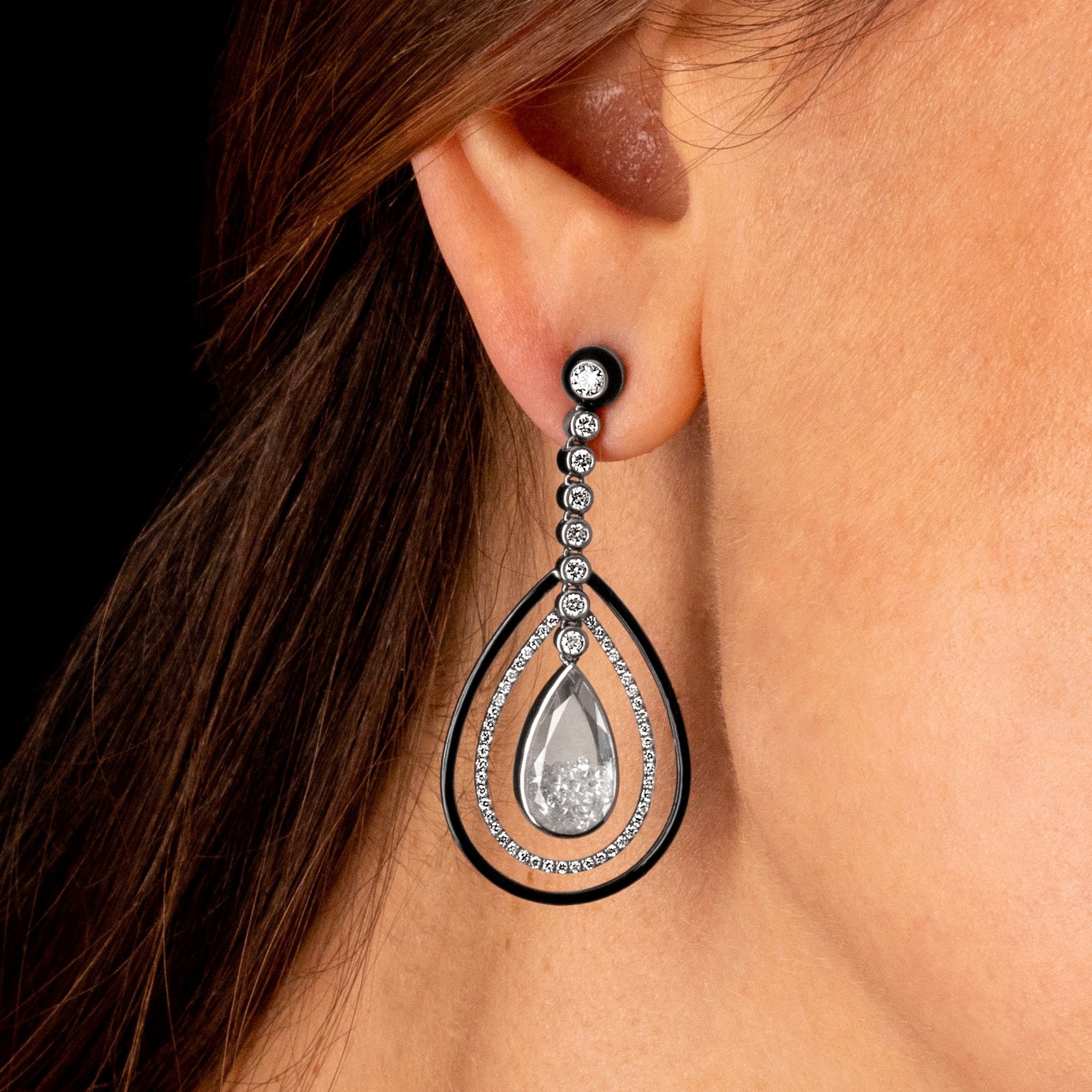 Floating Diamond Pendant Earrings