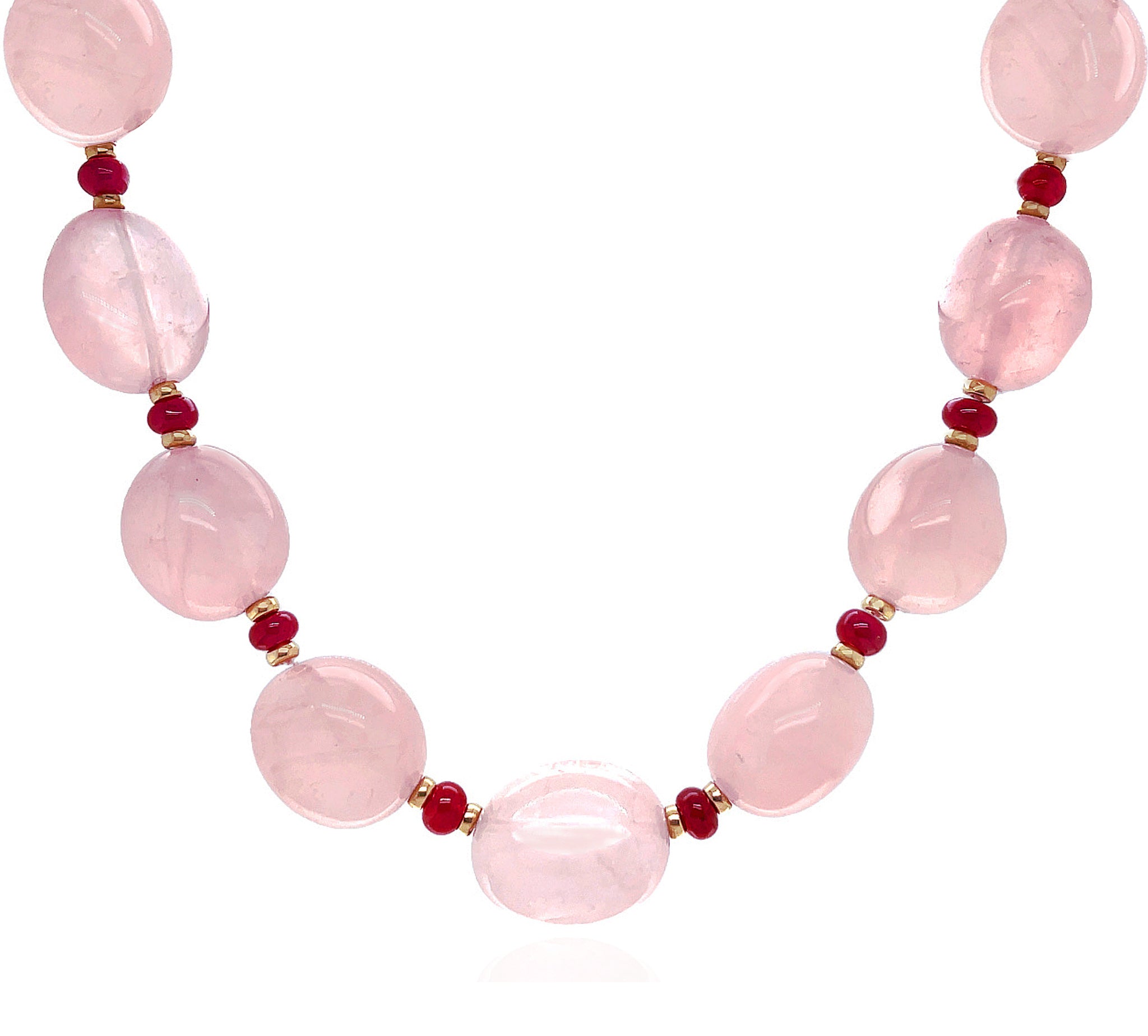 Rose Quartz and Ruby Bead Necklace