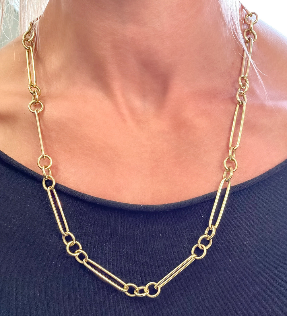 18k Yellow Gold Cable Link Necklace