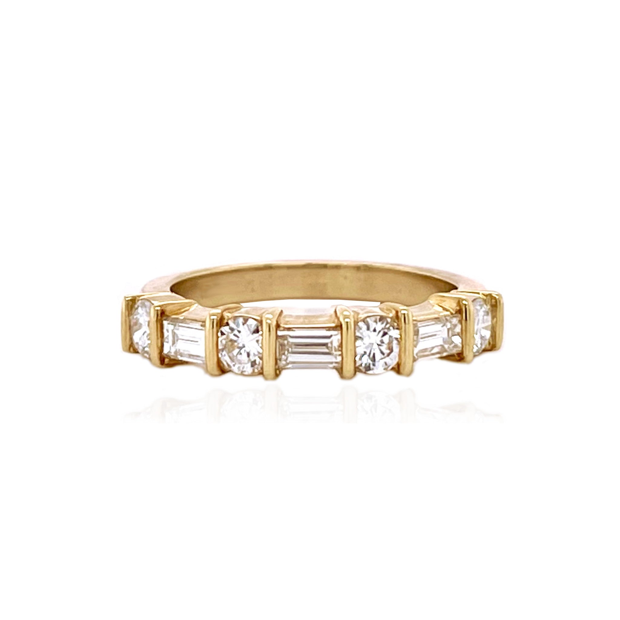 Round and Baguette Diamond Band