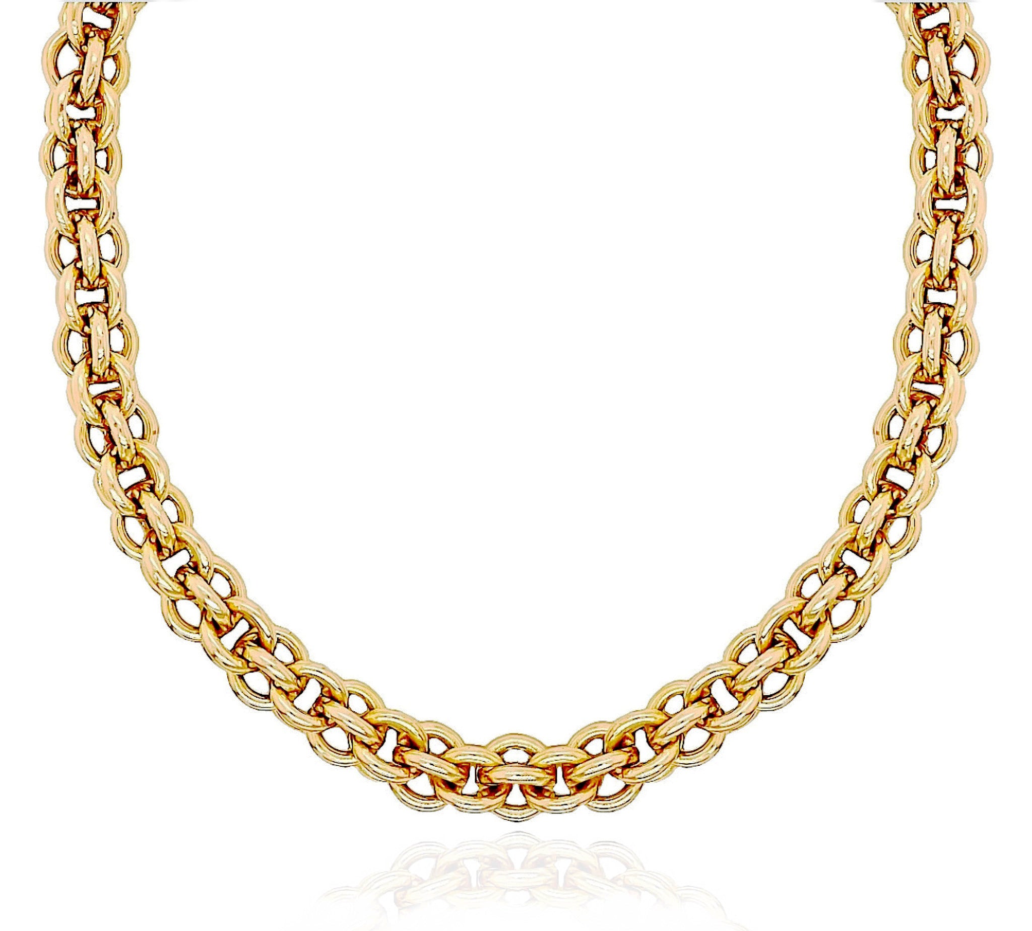 14k Gold Round Woven Link Necklace