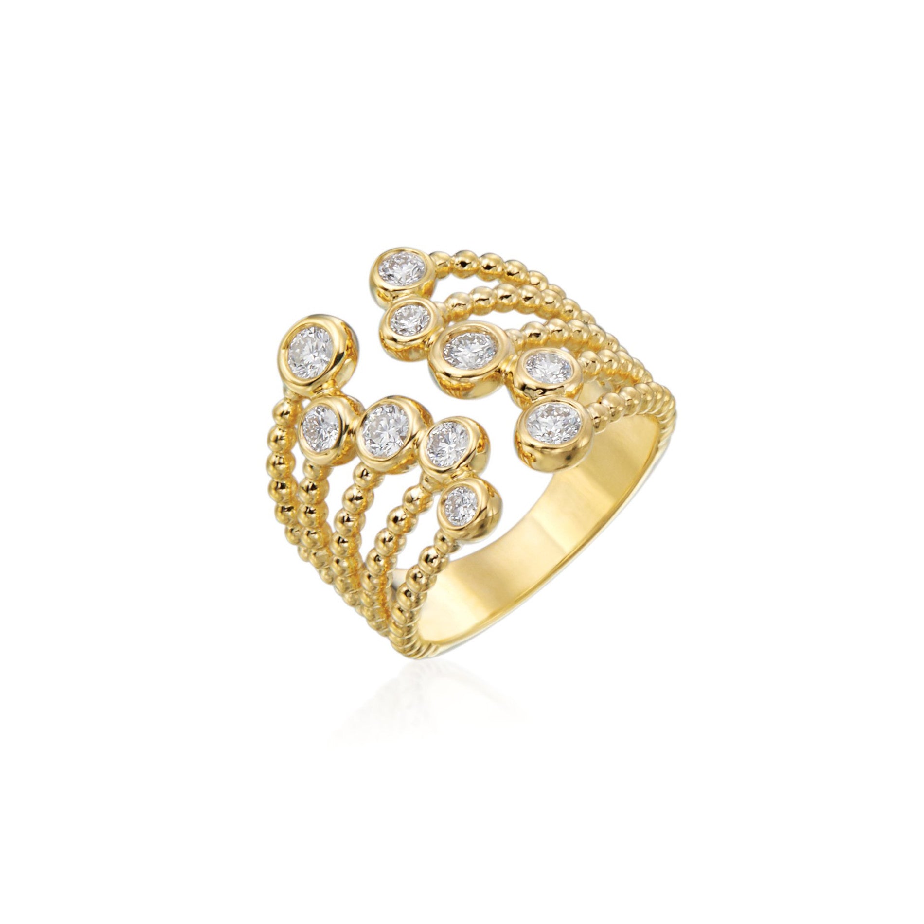 Beaded Gold and Diamond Ring